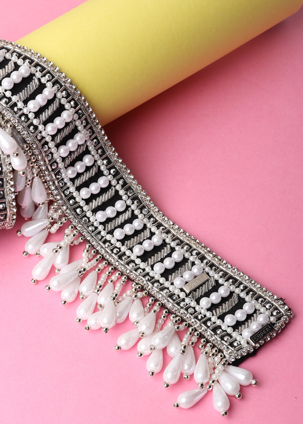 Pearl & Crystal Embroidered Saree Waist Belt