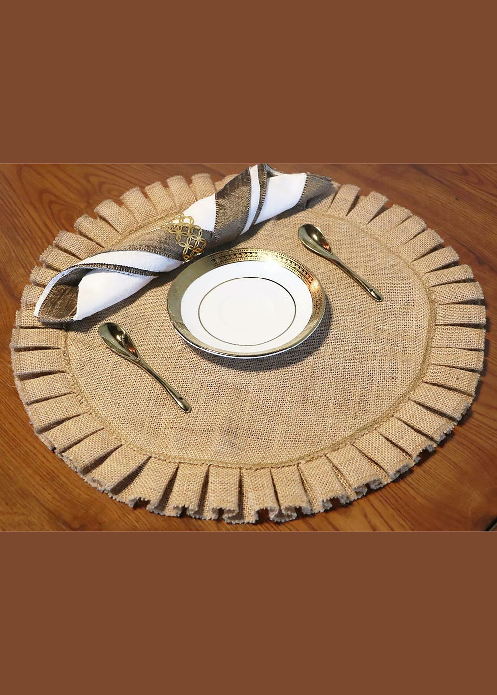 Get Jute Burlap Round Placemats Set of 4 at ₹ 429 LBB Shop