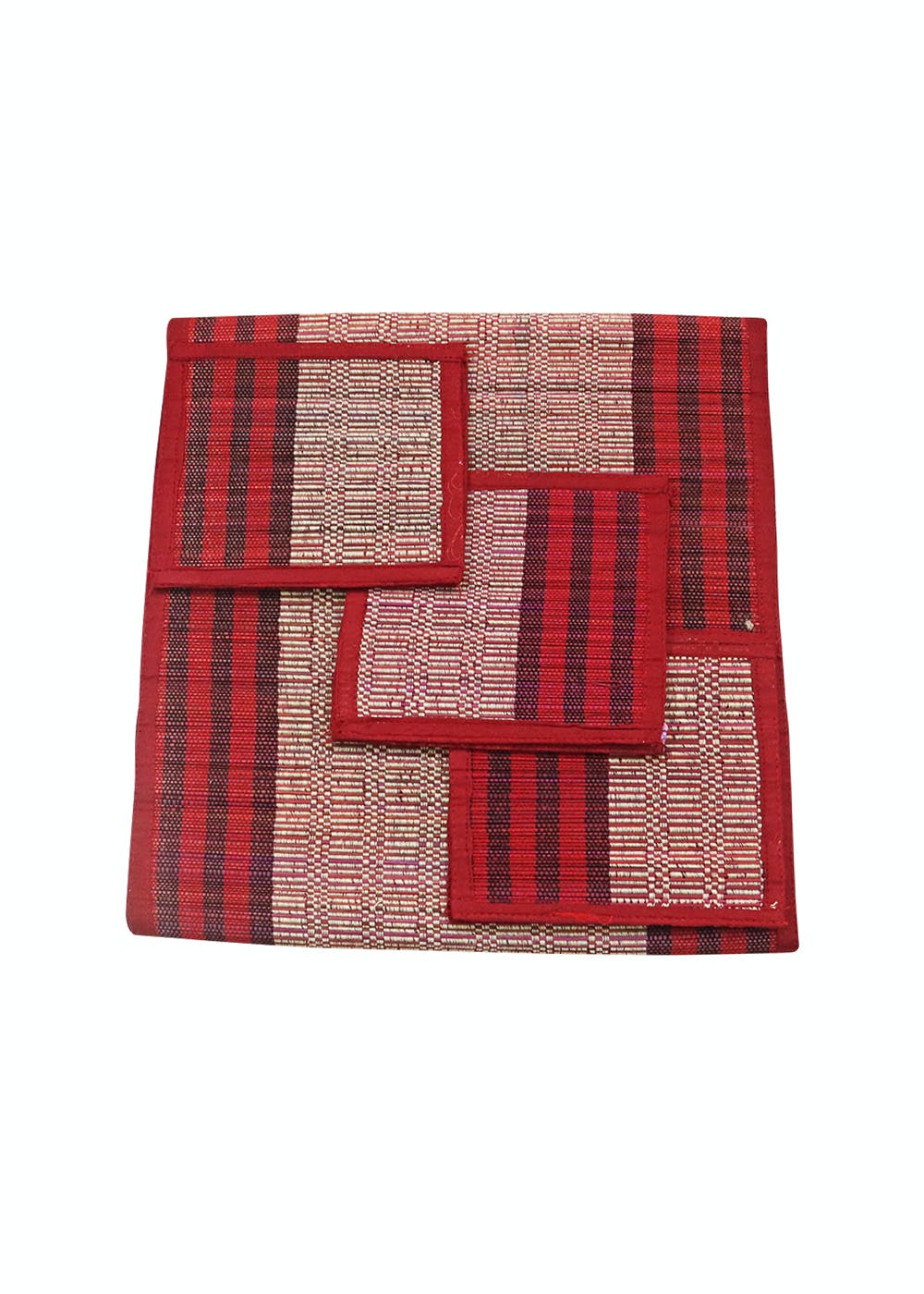 Get Ecofriendly Handicraft Bamboo Mat Dining Table Placemat Set (Red