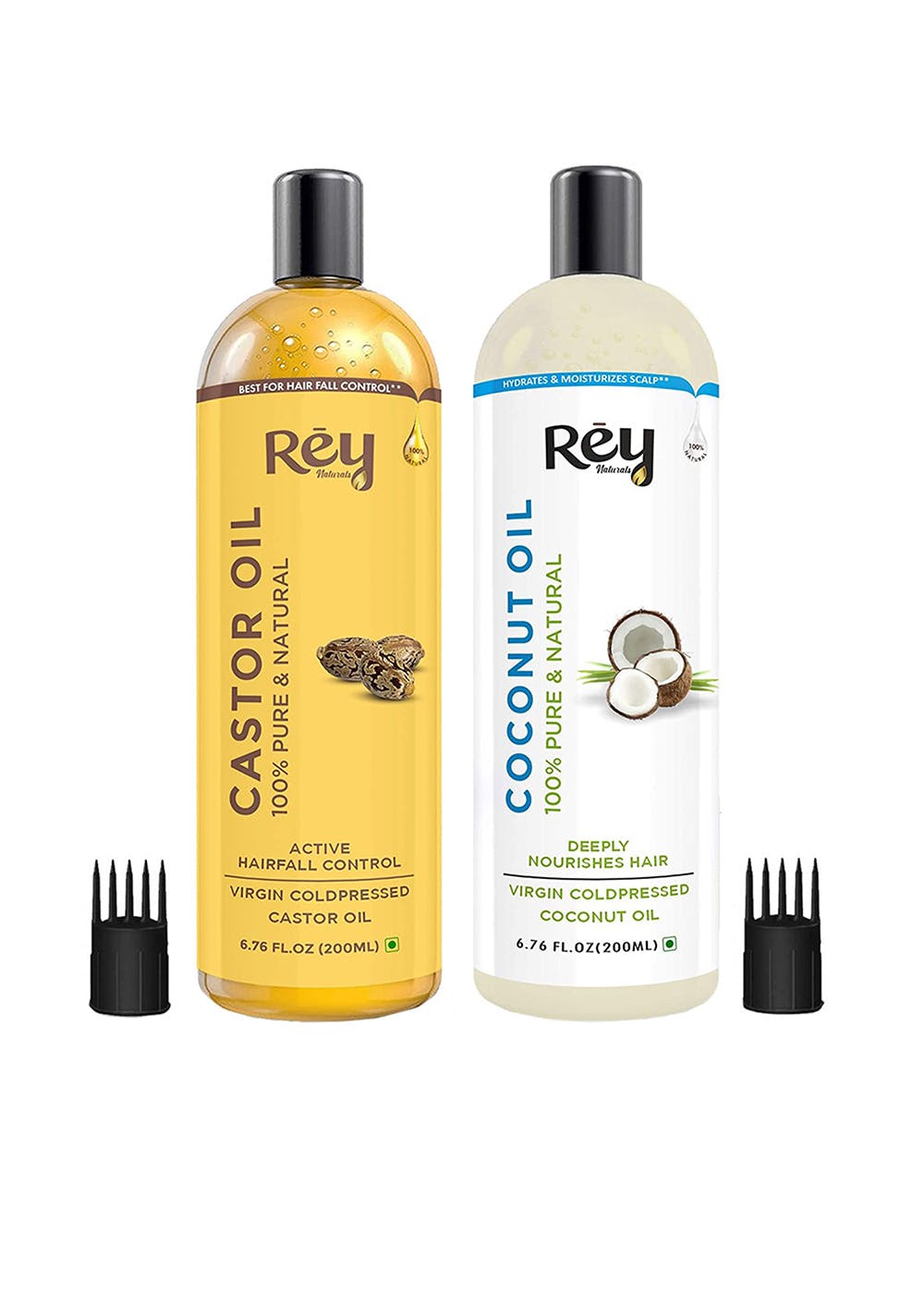 Cold-Pressed, 100% Pure Castor Oil & Coconut Oil - Moisturizing & Healing, For Skin, Hair Care, Eyelashes (200 ml + 200 ml) combo Hair Oil