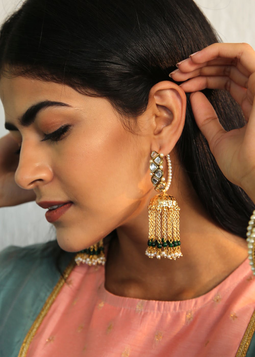 Pakistani Indian Bridal Necklace Earrings Mala Tikka Jhumar Jewellery Set |  eBay