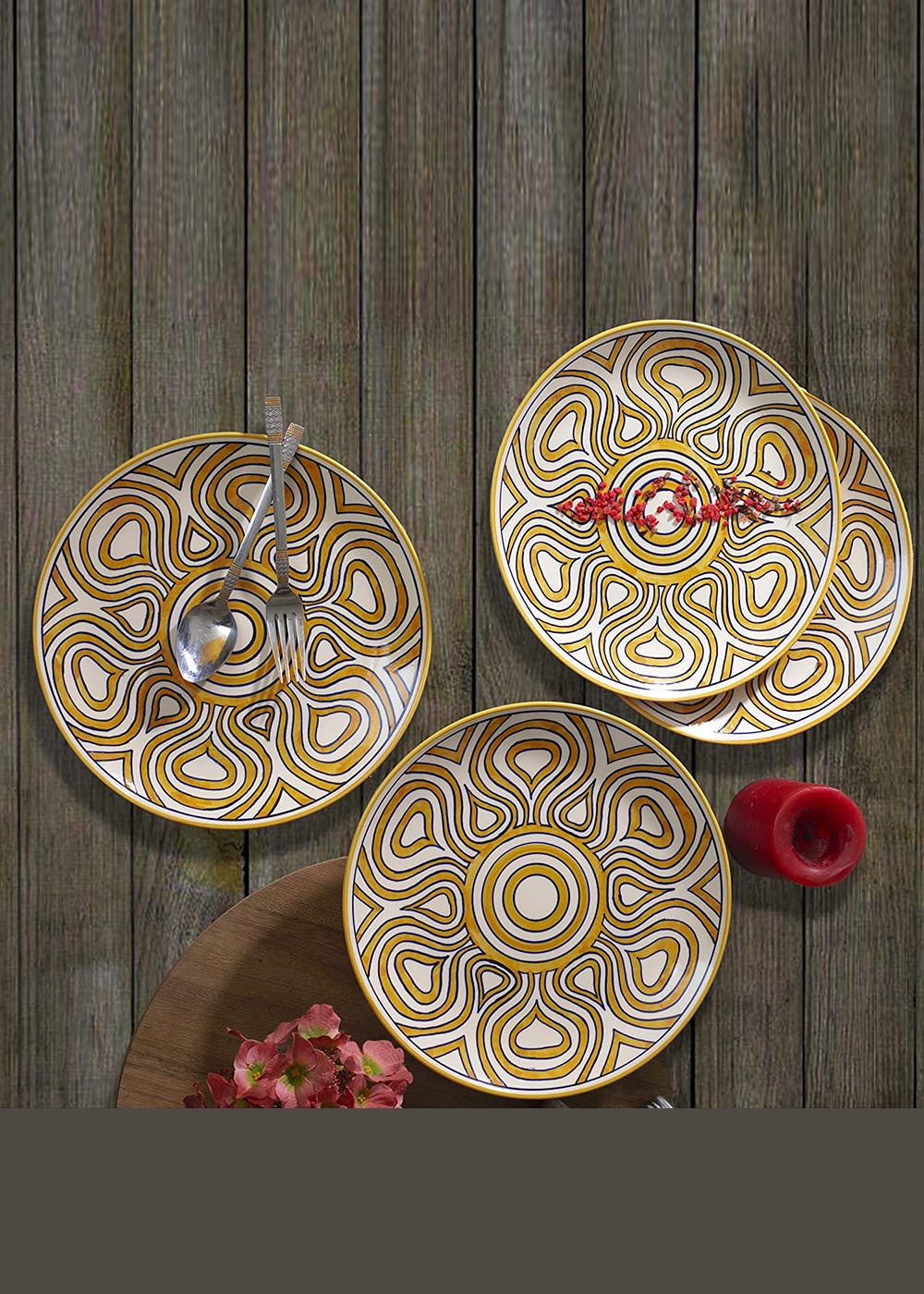 Get Abstract Print Full Size Dinner Plates at ₹ 899 LBB Shop