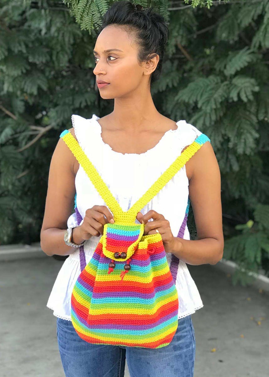 Crochet Multicolour Backpack 