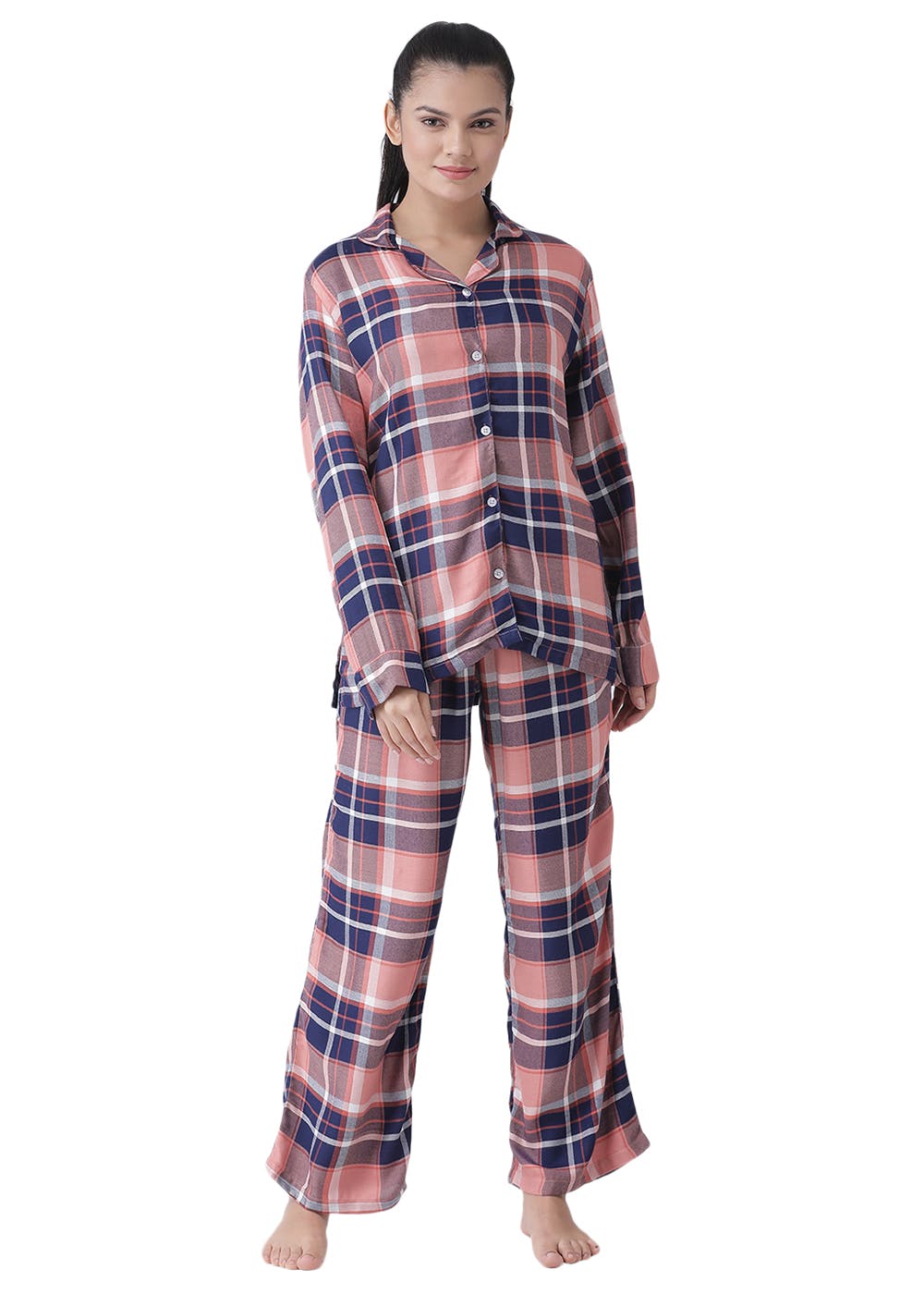 Two-Tone Checkered Peach Nightsuit