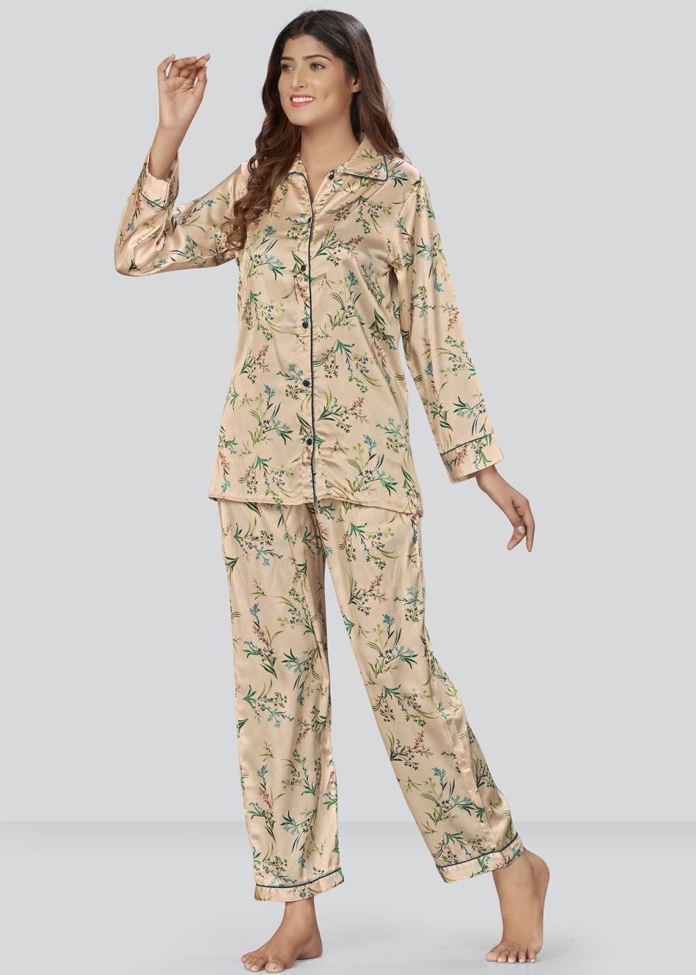 Womenity Hot Sexy Silk Ladies Sleep Wear Night Dress Nighty With Shirt And Trouser  Sleep Wear For Women And Girls Complete Sleeping Suit Price in Pakistan   View Latest Collection of Cables