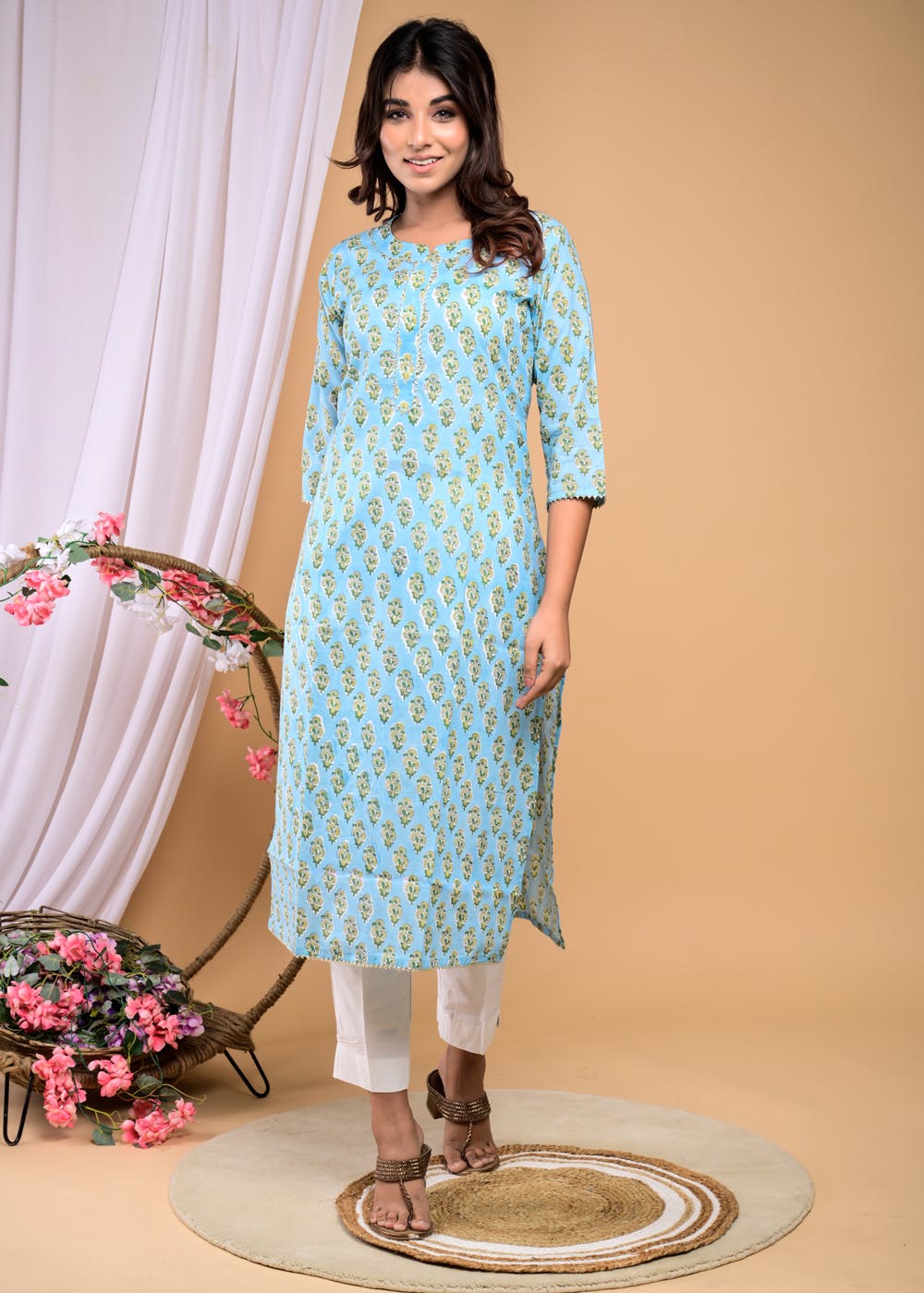 Buy Yellow Blended Cotton Printed Long Kurti After Six Wear Online at Best  Price | Cbazaar