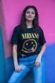 Face,Blue,T-shirt,Clothing,Yellow,Youth,Jeans,Cool,Photo shoot,Long hair