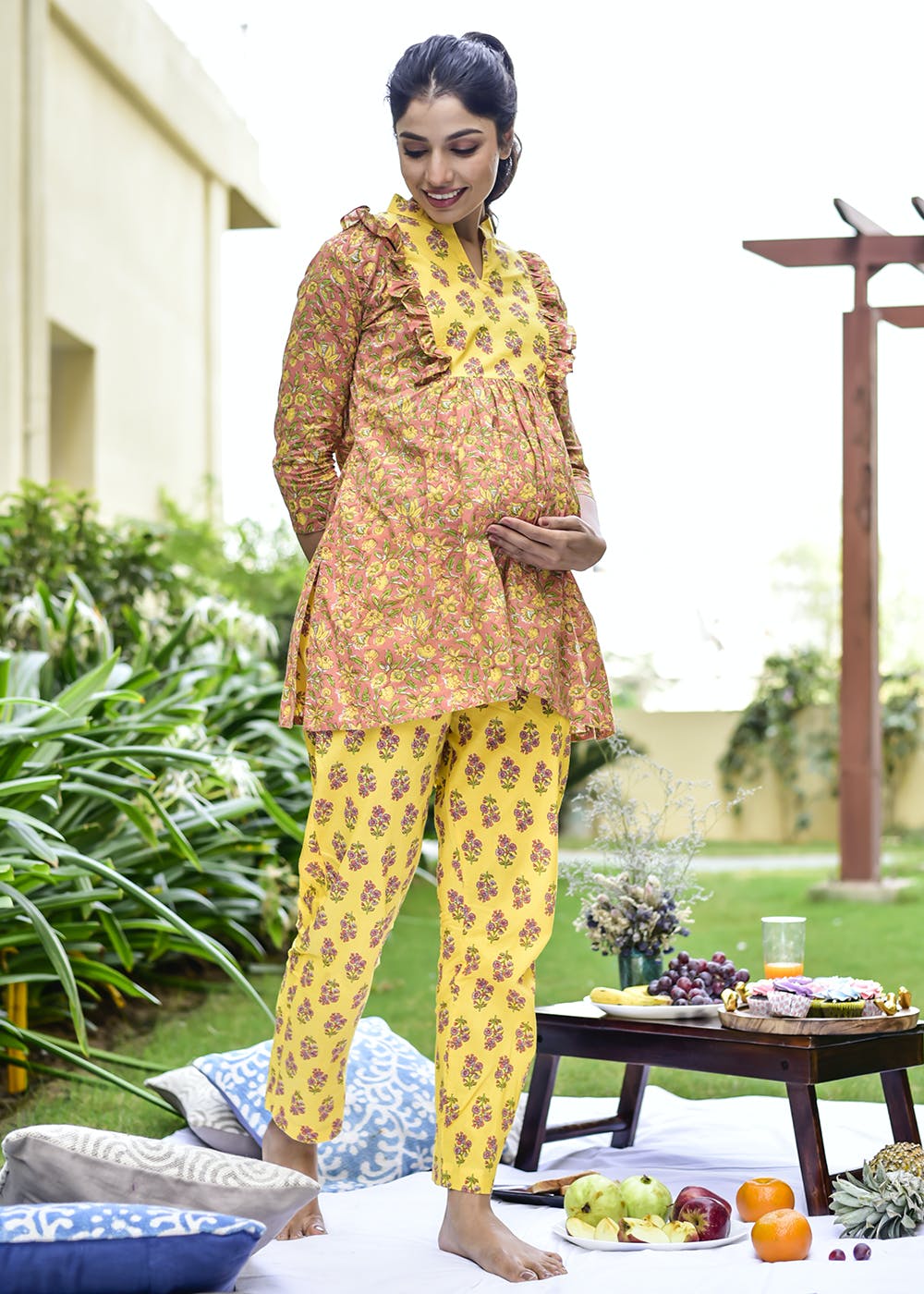 Get Yellow \u0026 Peach Floral Maternity 
