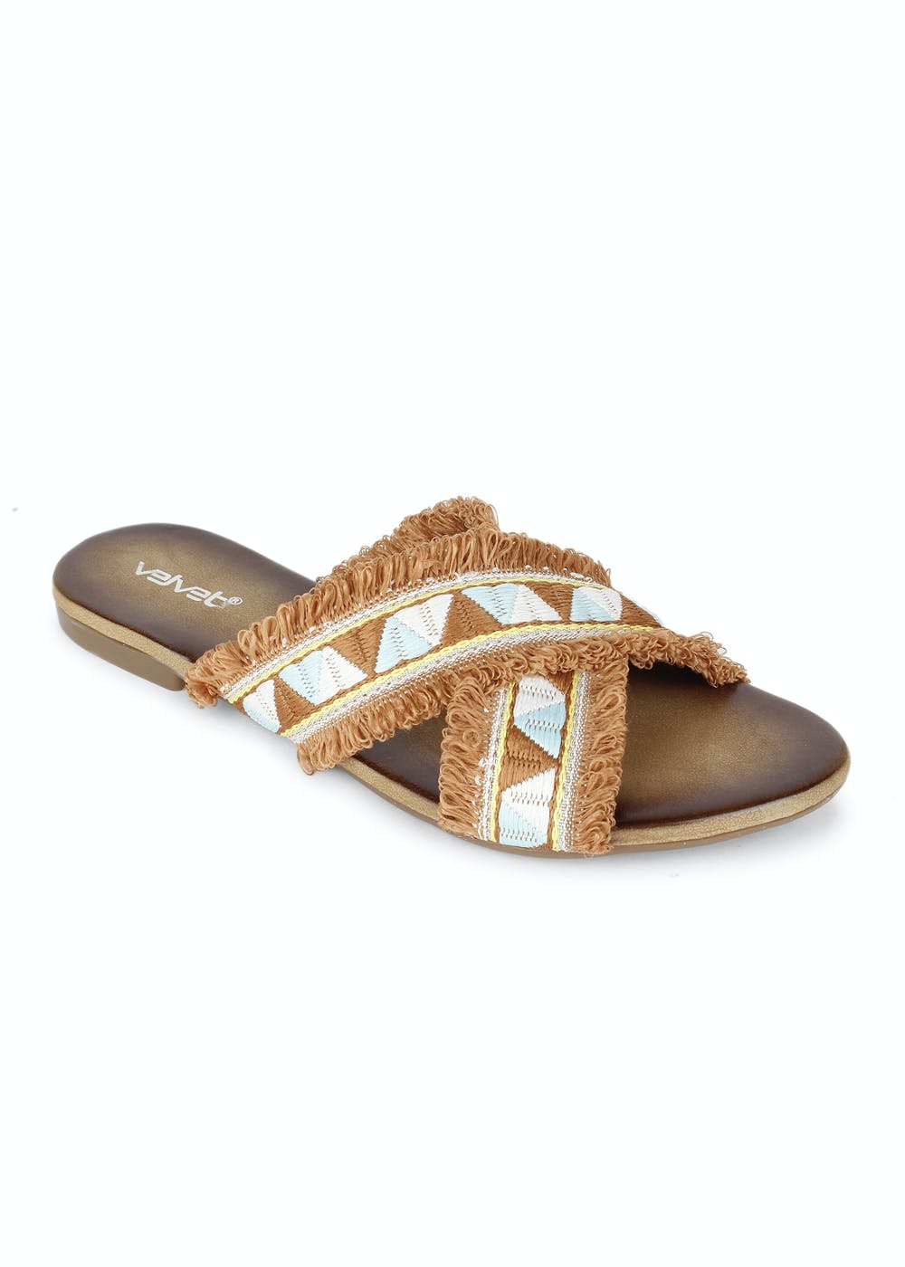 Get Pattern and Frill Cross Srap Flats at ₹ 1039 | LBB Shop