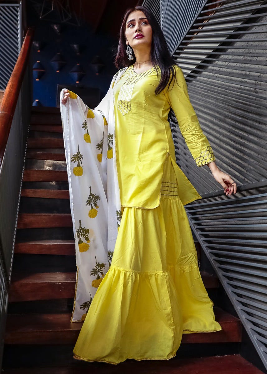 yellow gota patti sharara