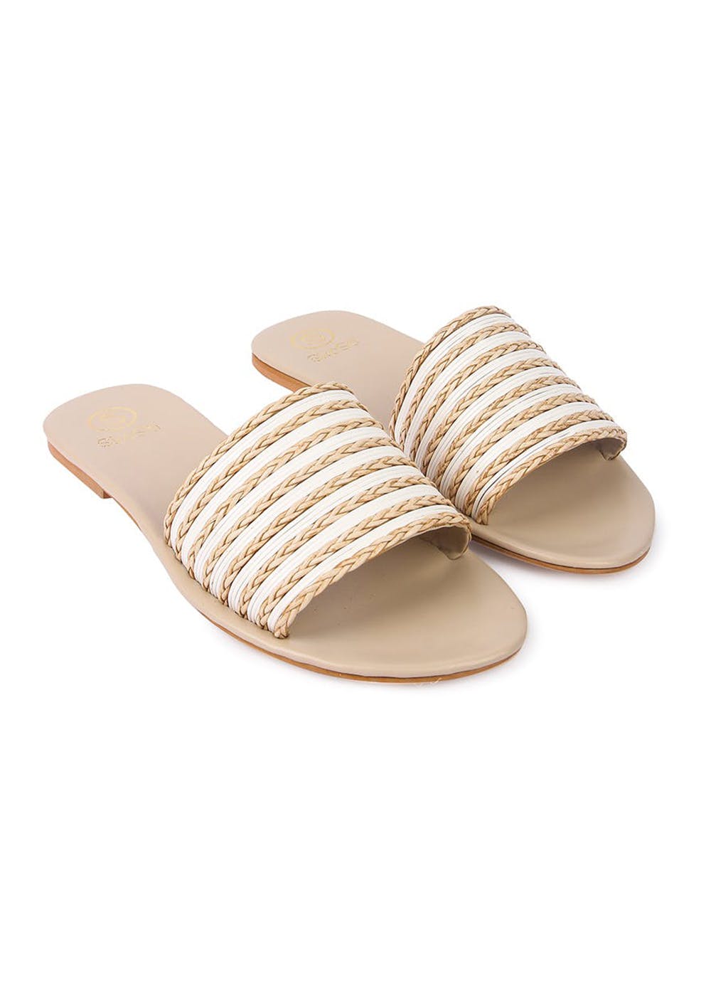 two tone flat slippers