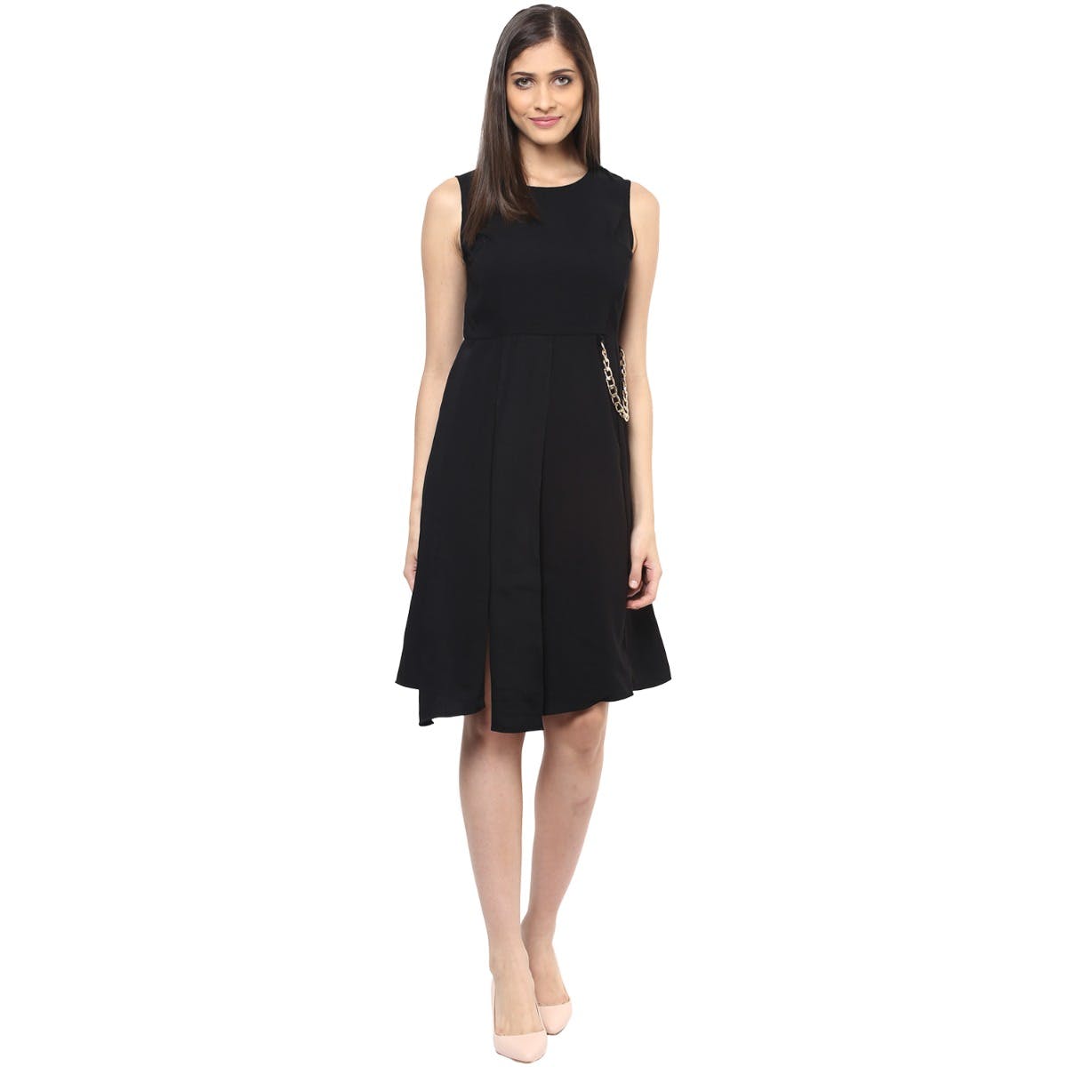 Black Fit & Flare Sleeveless Dress