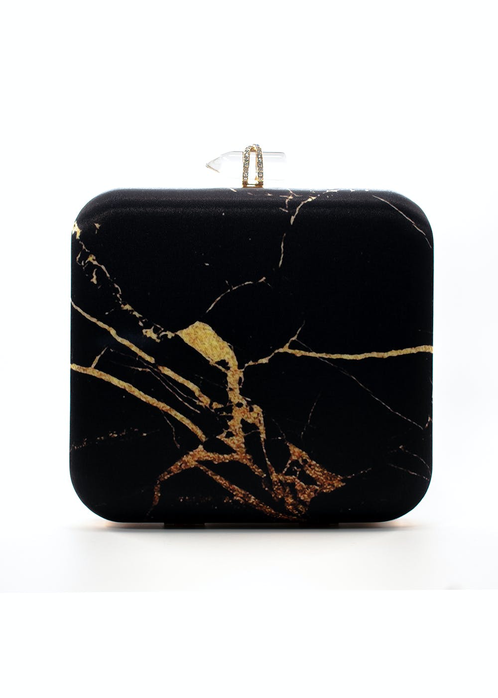 Contrast Marble Effect Black Clutch