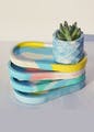 Dishware,Plant,Rectangle,Serveware,Aqua,Terrestrial plant,Cake decorating,Porcelain,Art,Electric blue