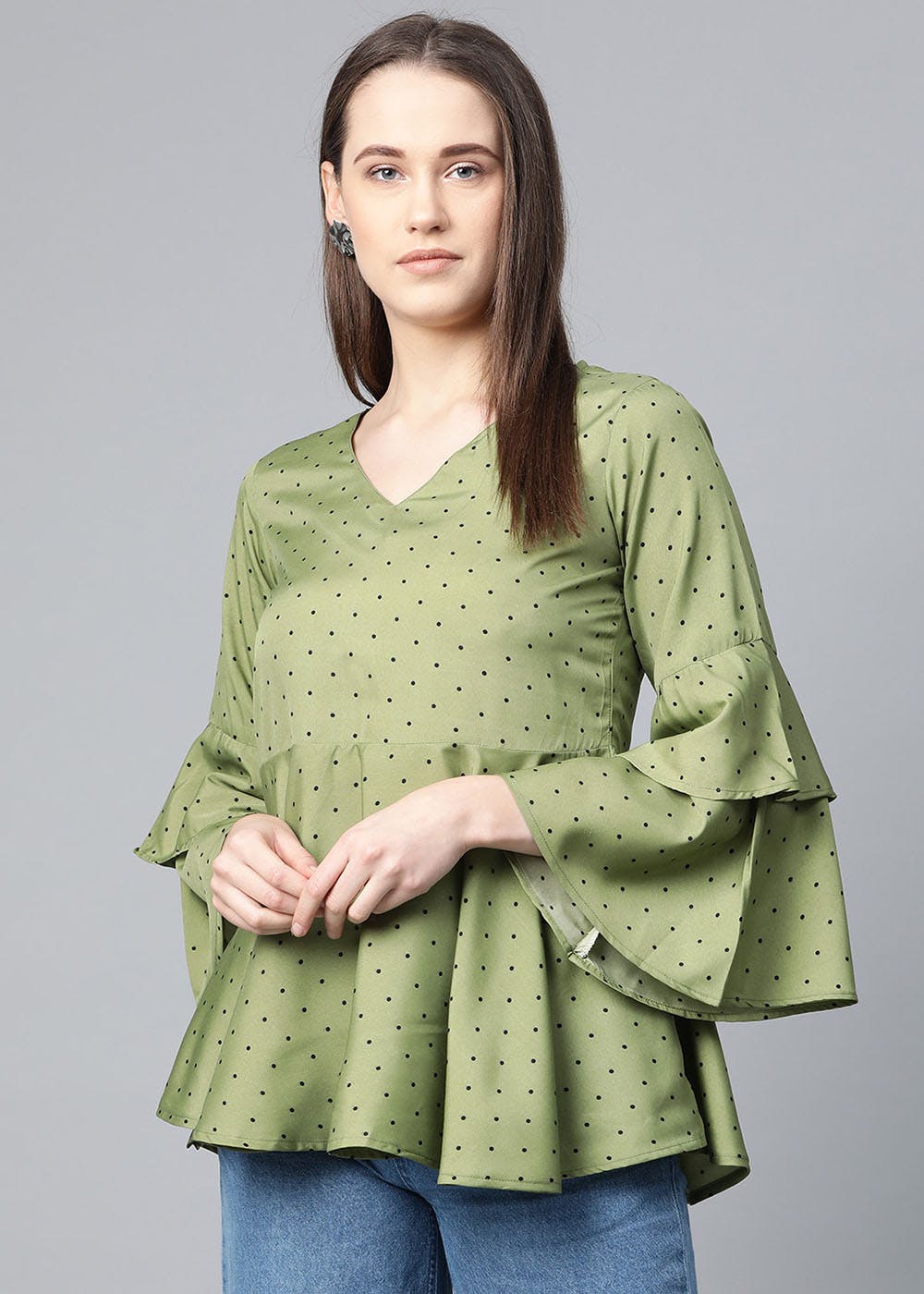 get-polka-dotted-flared-sleeves-top-at-545-lbb-shop