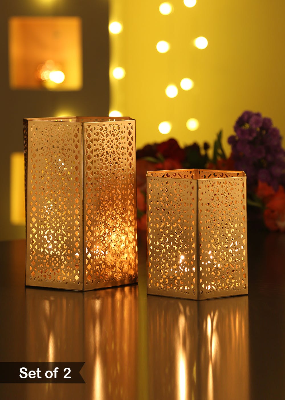 Get Antique Gold Finish Candle Holders- Set Of 2 at ₹ 2360 | LBB Shop