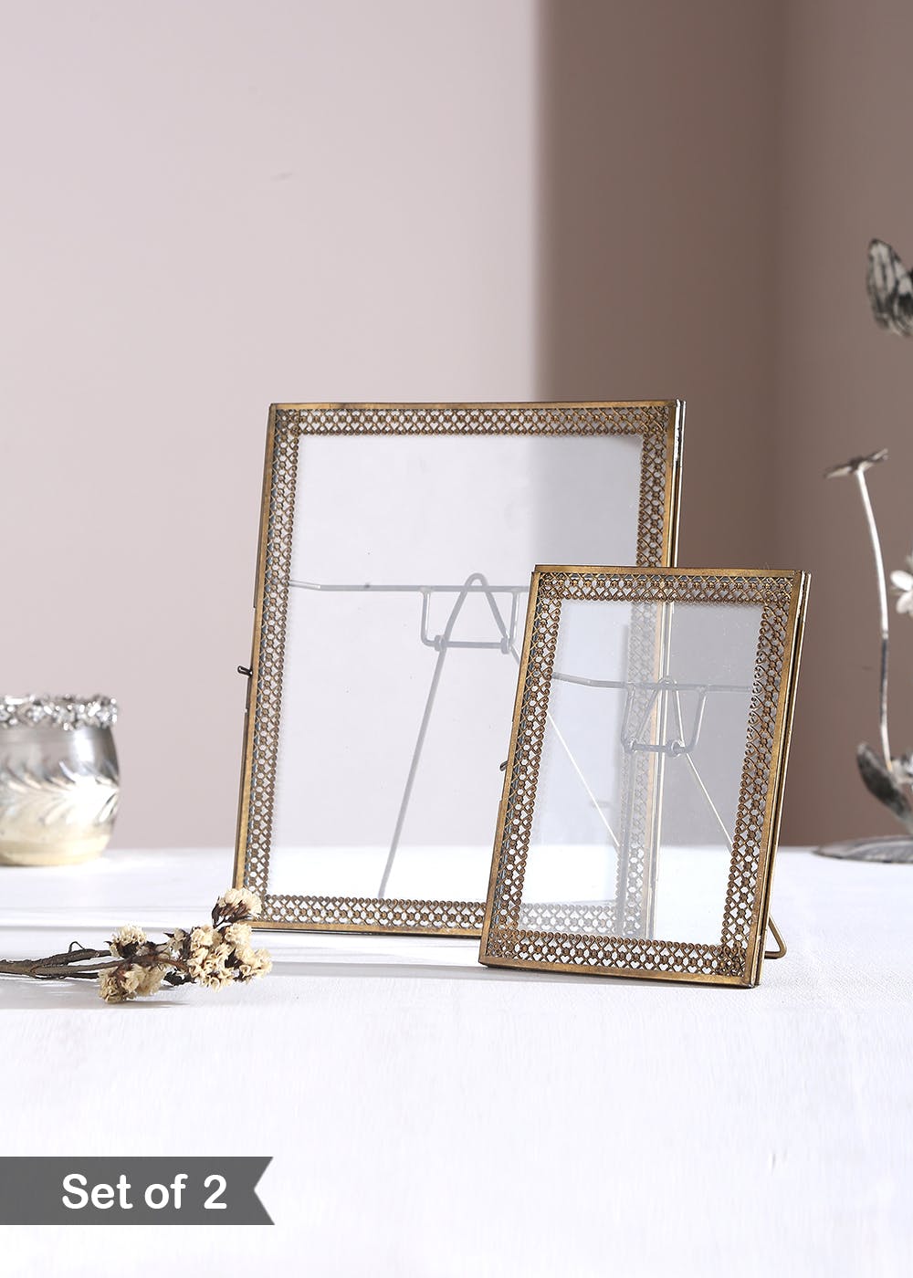 Get Antique Gold Photo Frame With Metal Details- Set Of 2 at ₹ 2800