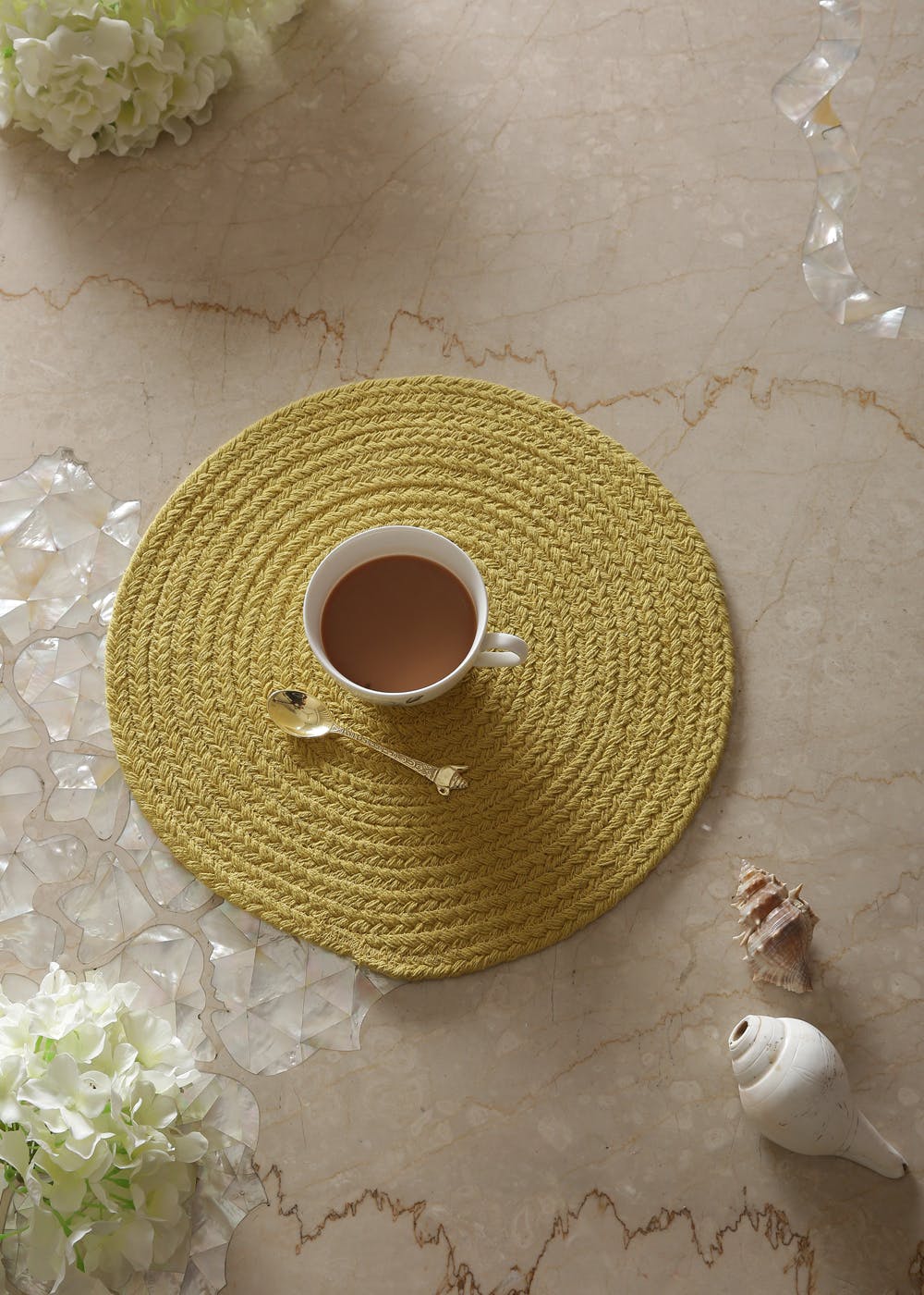 Get Cotton Braided Placemat Yellow at ₹ 400 LBB Shop