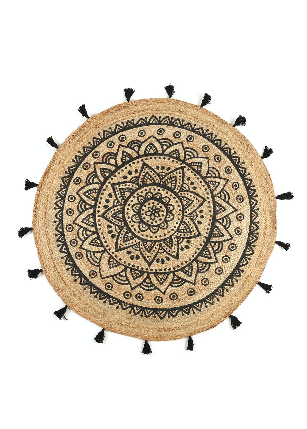 Get Jute Rug With Mandala Print In Black at ₹ 1950 LBB Shop