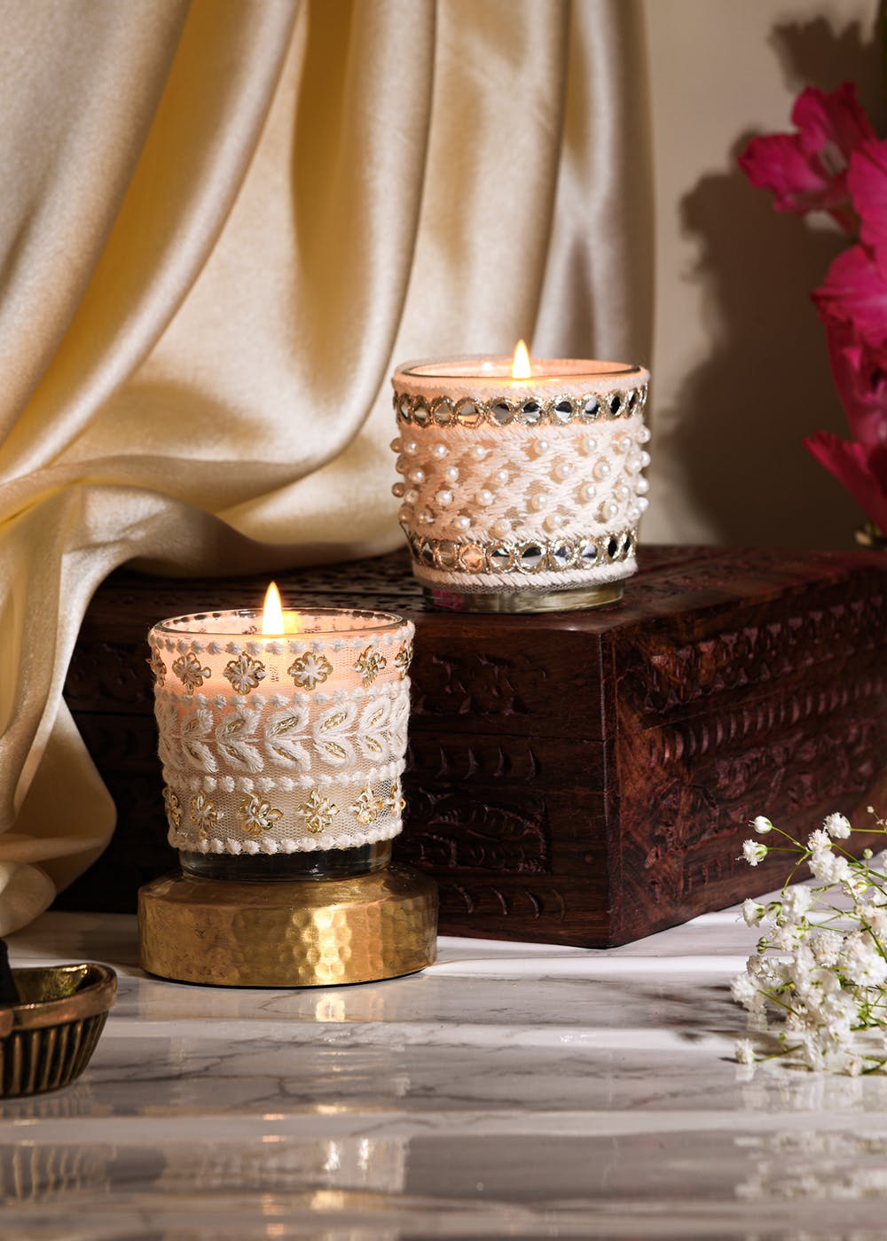 Get Ibaadat Set Of 2 Votive Candles (Nag Champa And Honey Spice