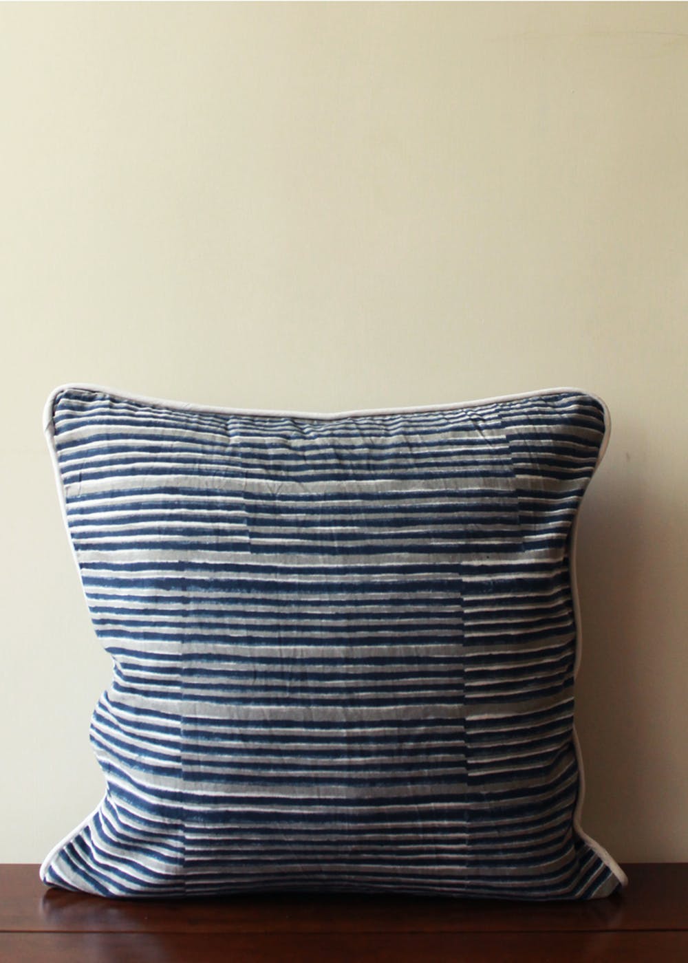 Get Indigo Grey Stripes Cushion Cover at ₹ 679 LBB Shop