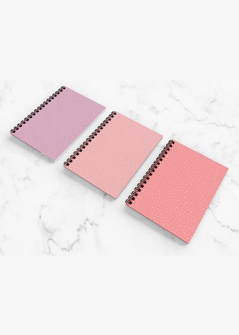 Set of 3 Square Grid A5 Notebooks (100 Pages Each) - Starry Pastel