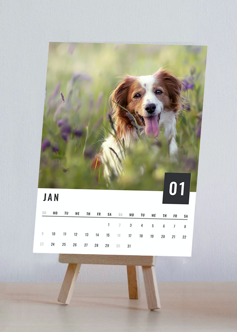 Get Desk/Table Top Calendar 2022 With Wooden Easel Stand Dog Lovers at