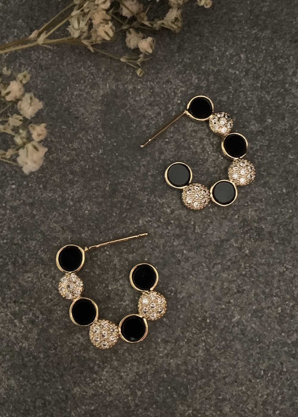 Small Rose Gold 3 Dot Bar Earrings » Hook & Matter: handmade modern jewelry  from brooklyn, ny