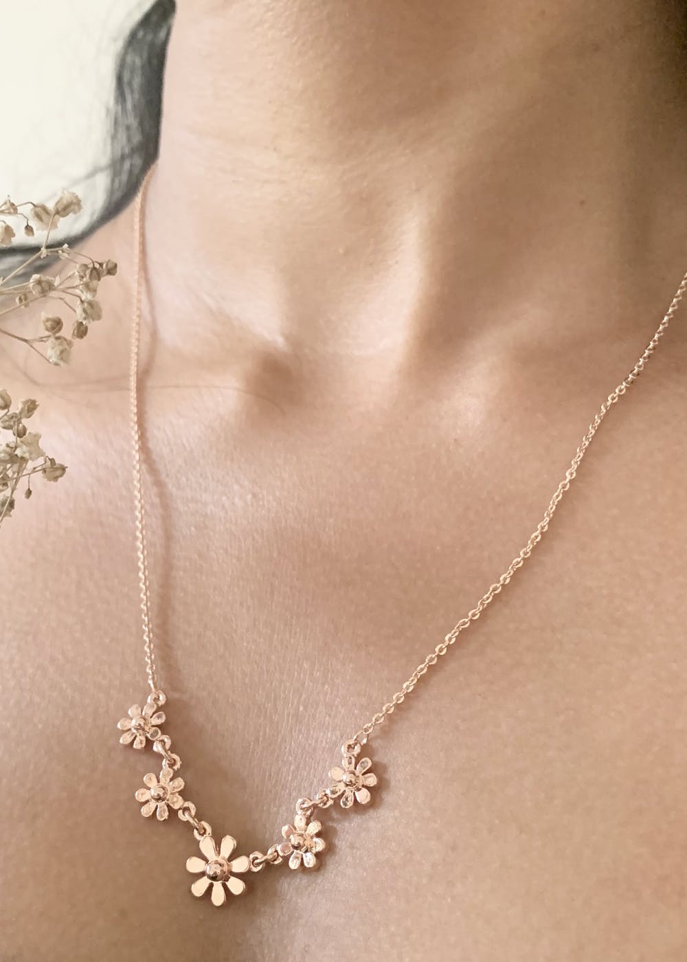 Get Rose Gold Floral Minimalistic Necklace at ₹ 788