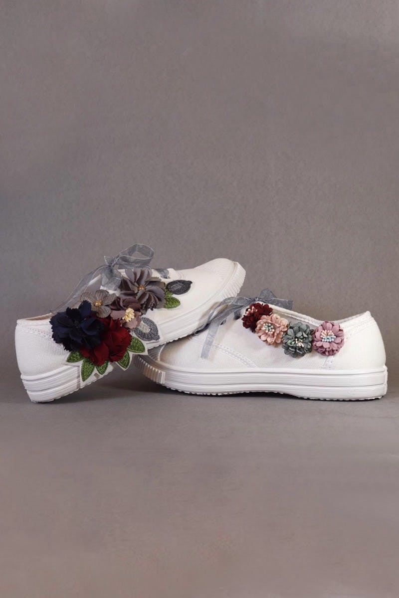 Geo Floral Embroidered Footie-Light Blue main image 1
