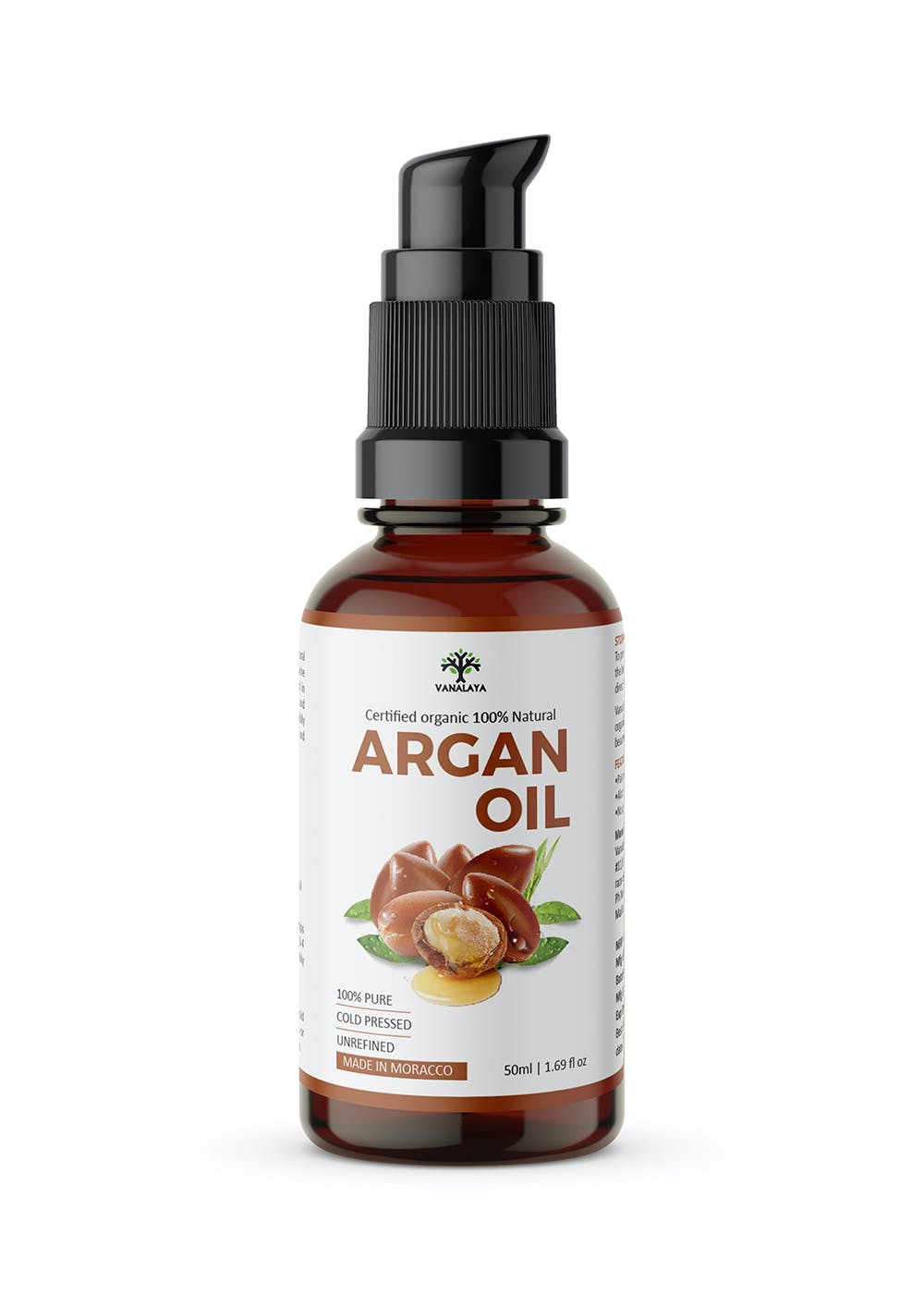 Moroccan Argan Oil Cold Pressed Organic for Skin & Hair - 50ml