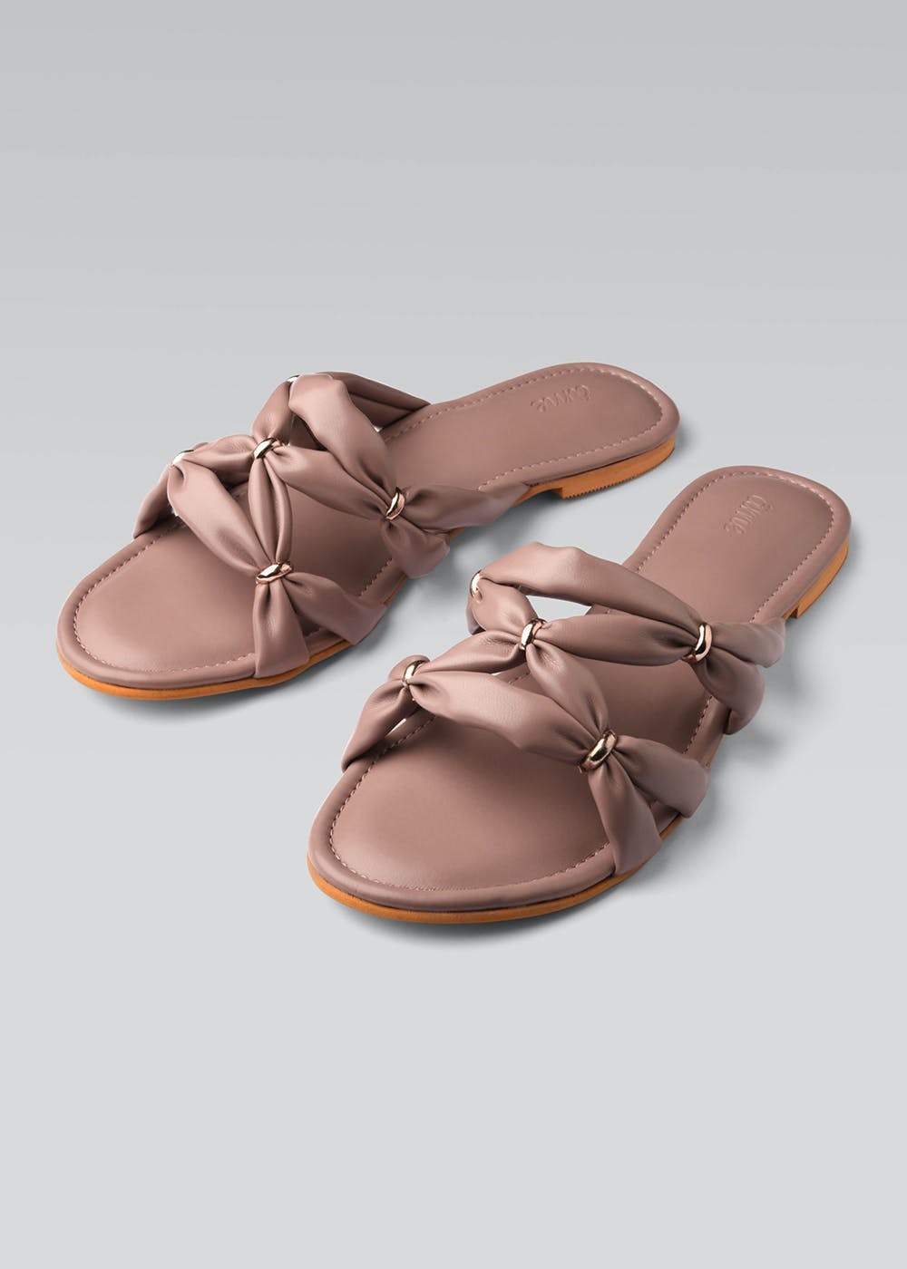 Get Multi Knotted Strap Detail Solid Slides at ₹ 1350 LBB Shop
