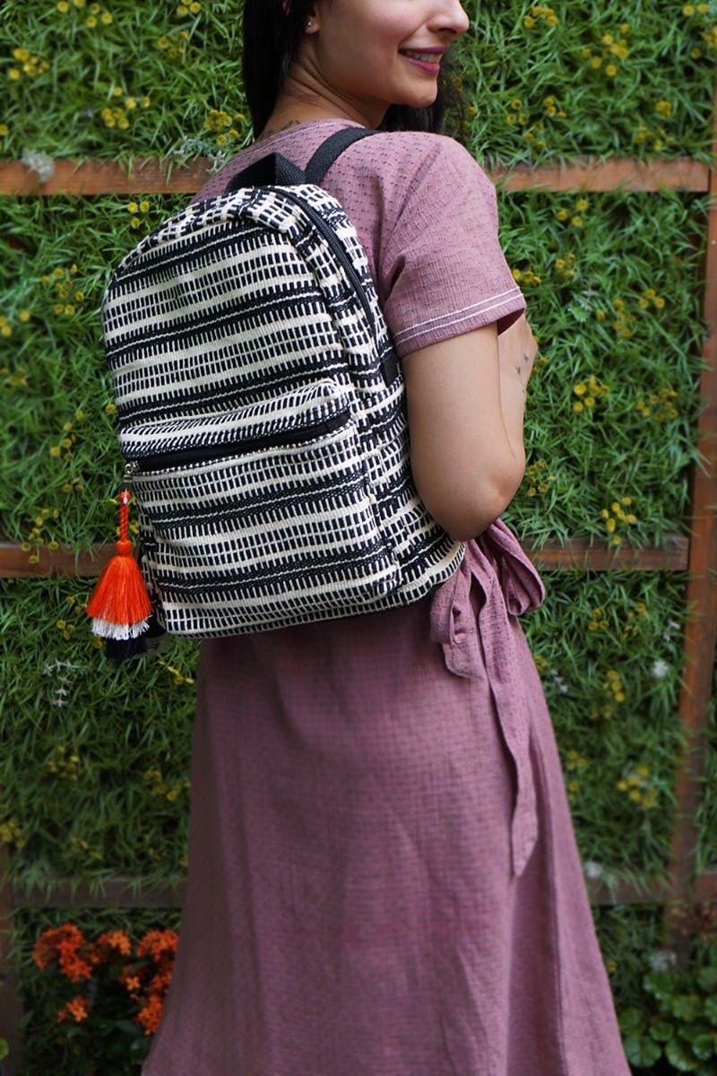 Black & White Dot Stripe Backpack