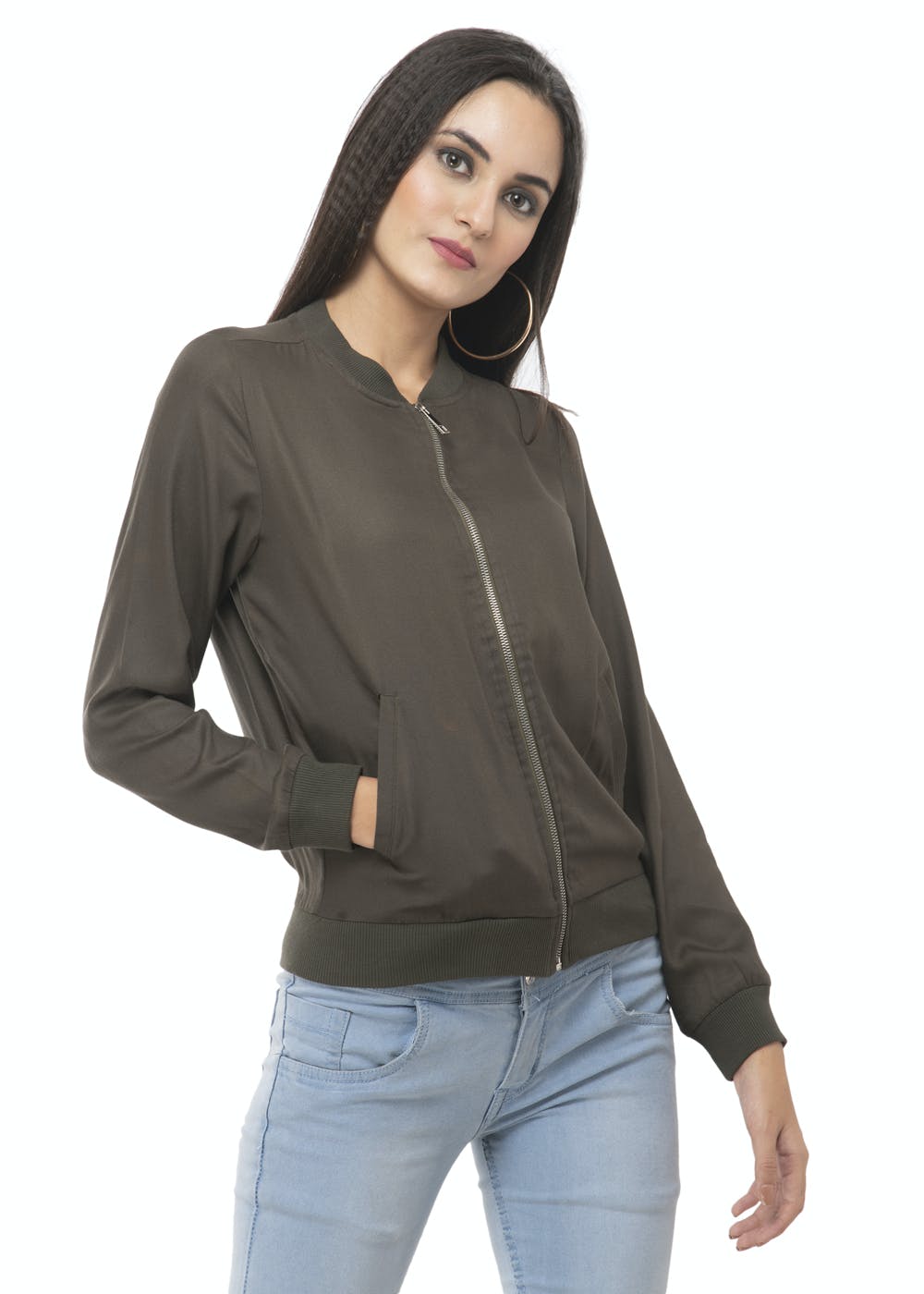 Buy ONLY Olive Green Utility Jacket - Jackets for Women 1702321 | Myntra