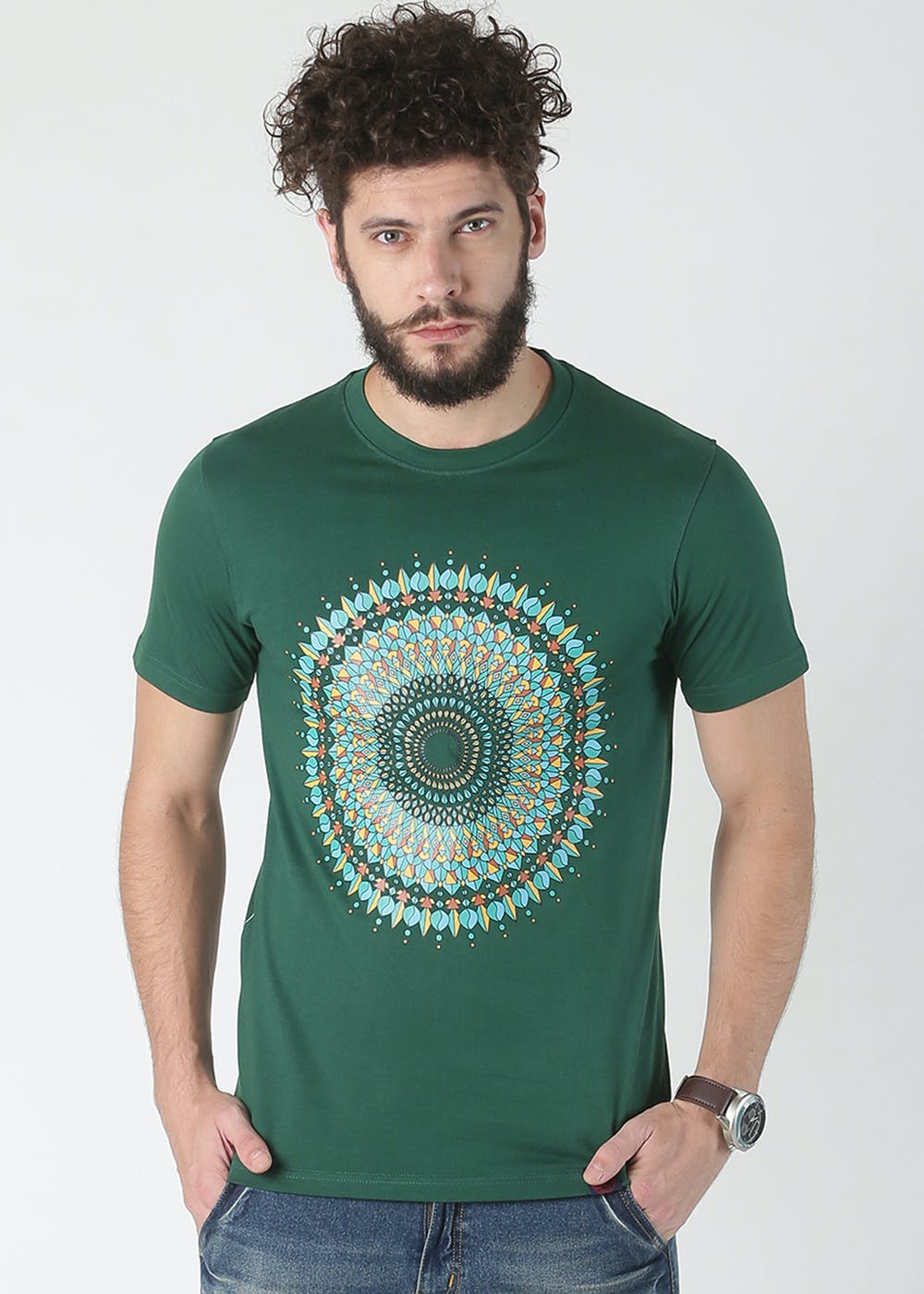 Mandala Graphic Green T-Shirt