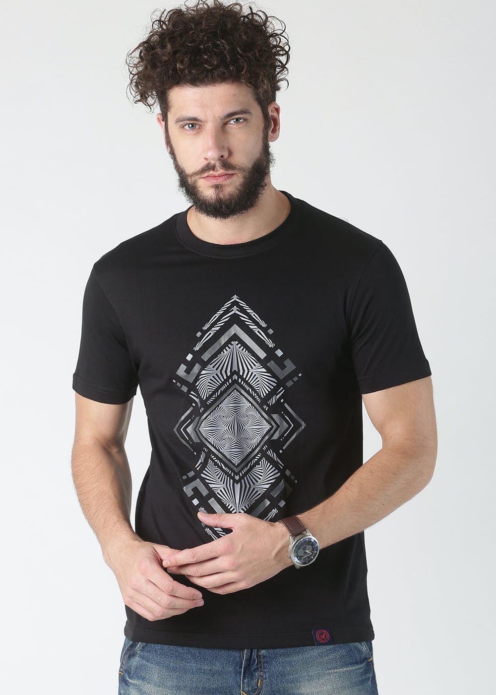 Geometric Graphic Black T-Shirt