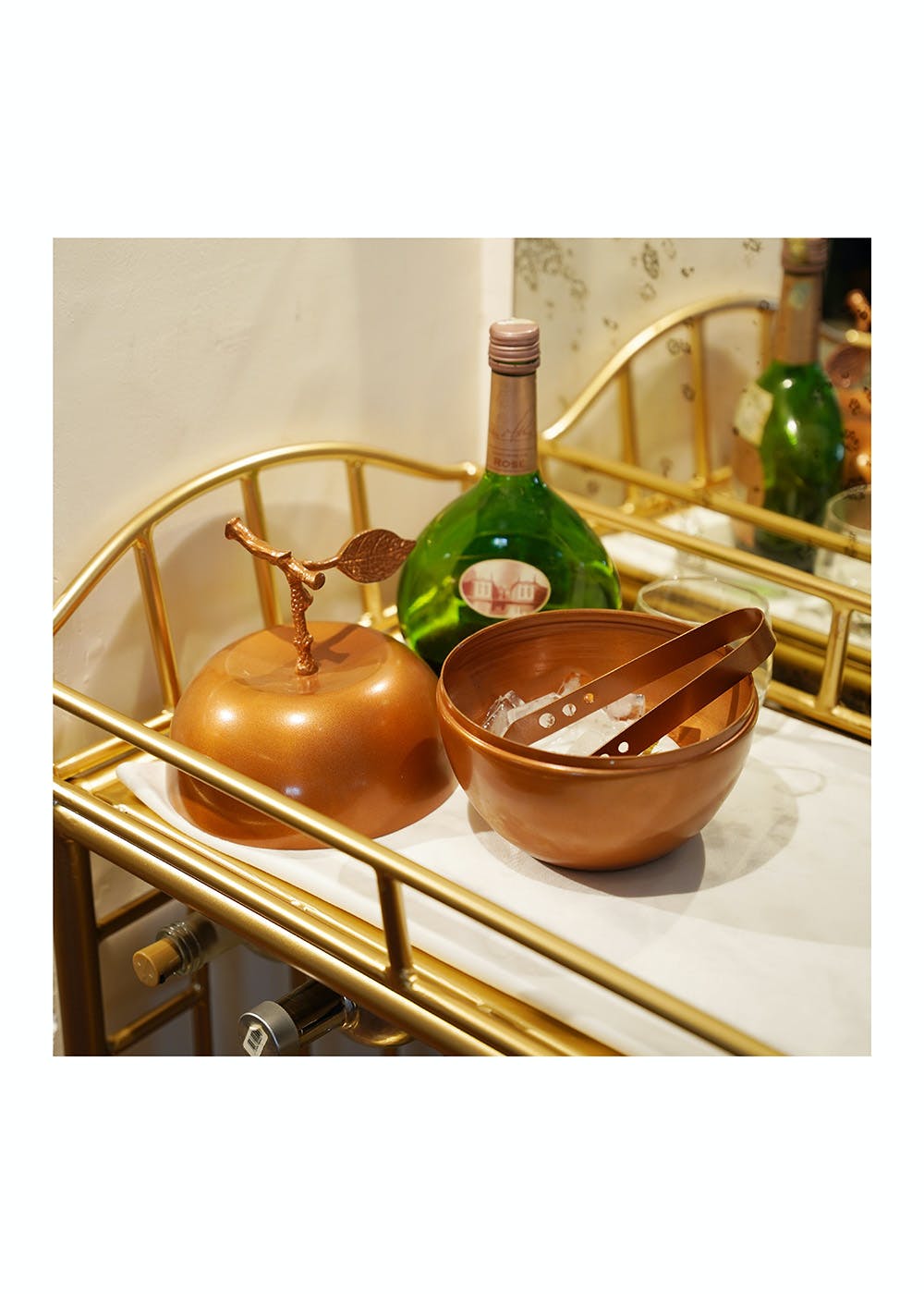 Gold Apple Ice Bucket with Tongs