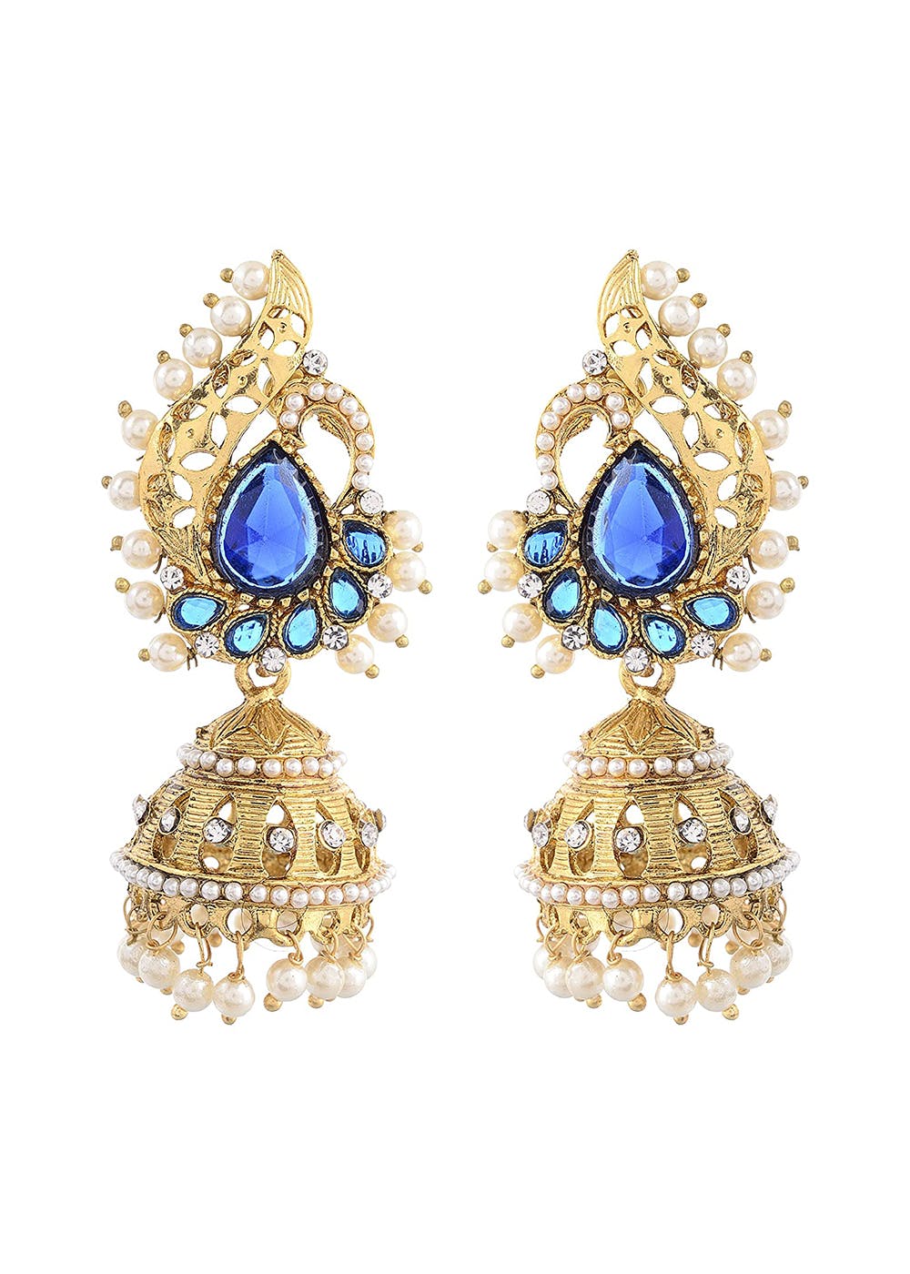 Get Traditional Blue Ambi Shape Jhumkass at ₹ 1149 | LBB Shop