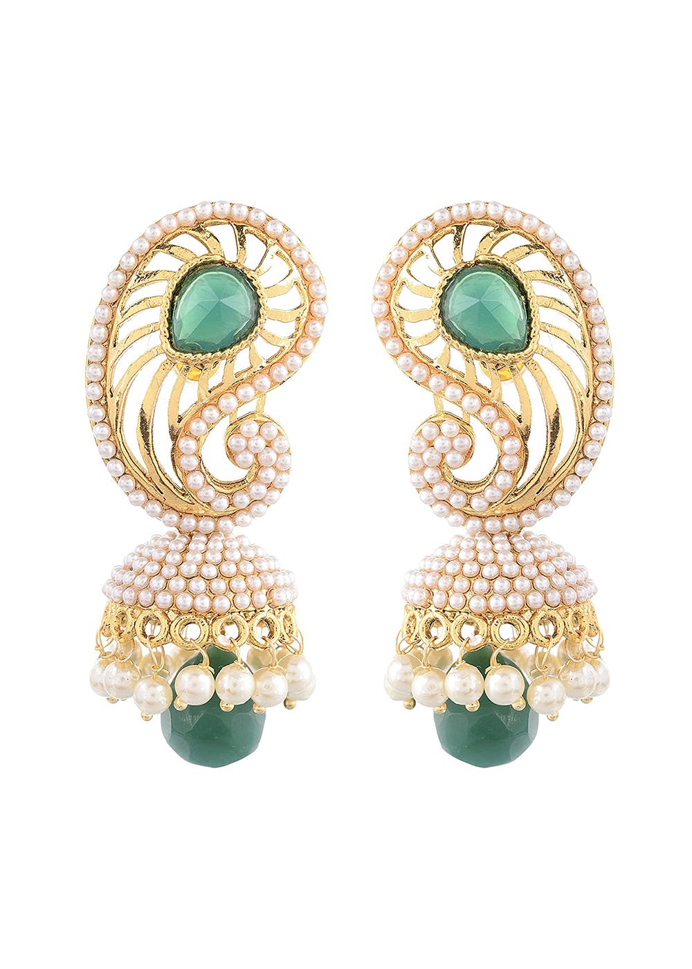 Get Traditional Green Ambi Shape Jhumkass at ₹ 1049 | LBB Shop