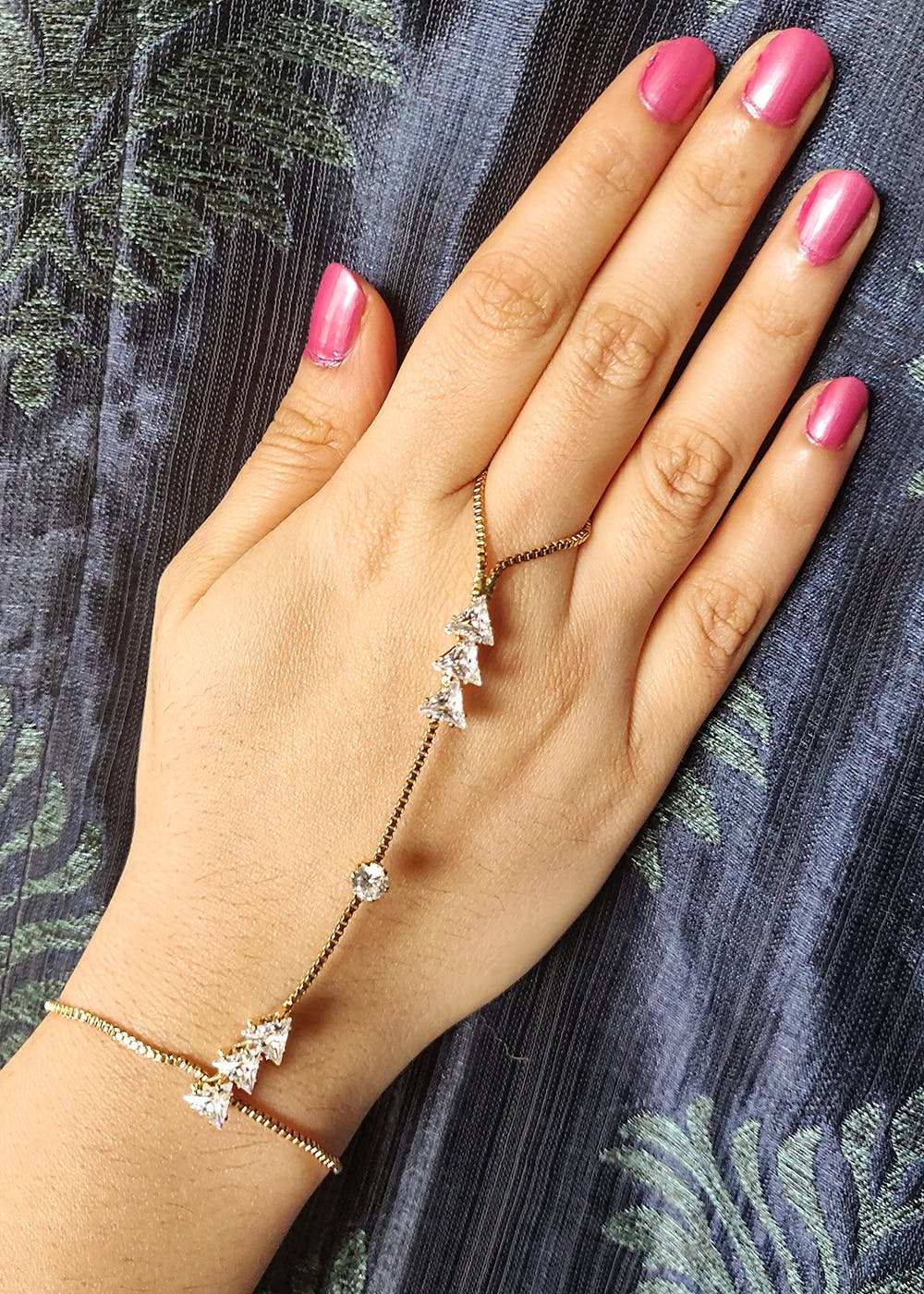 Buy Gold Diamond Slave Bracelet Ring Finger Bracelet Hand Chain Online in  India  Etsy