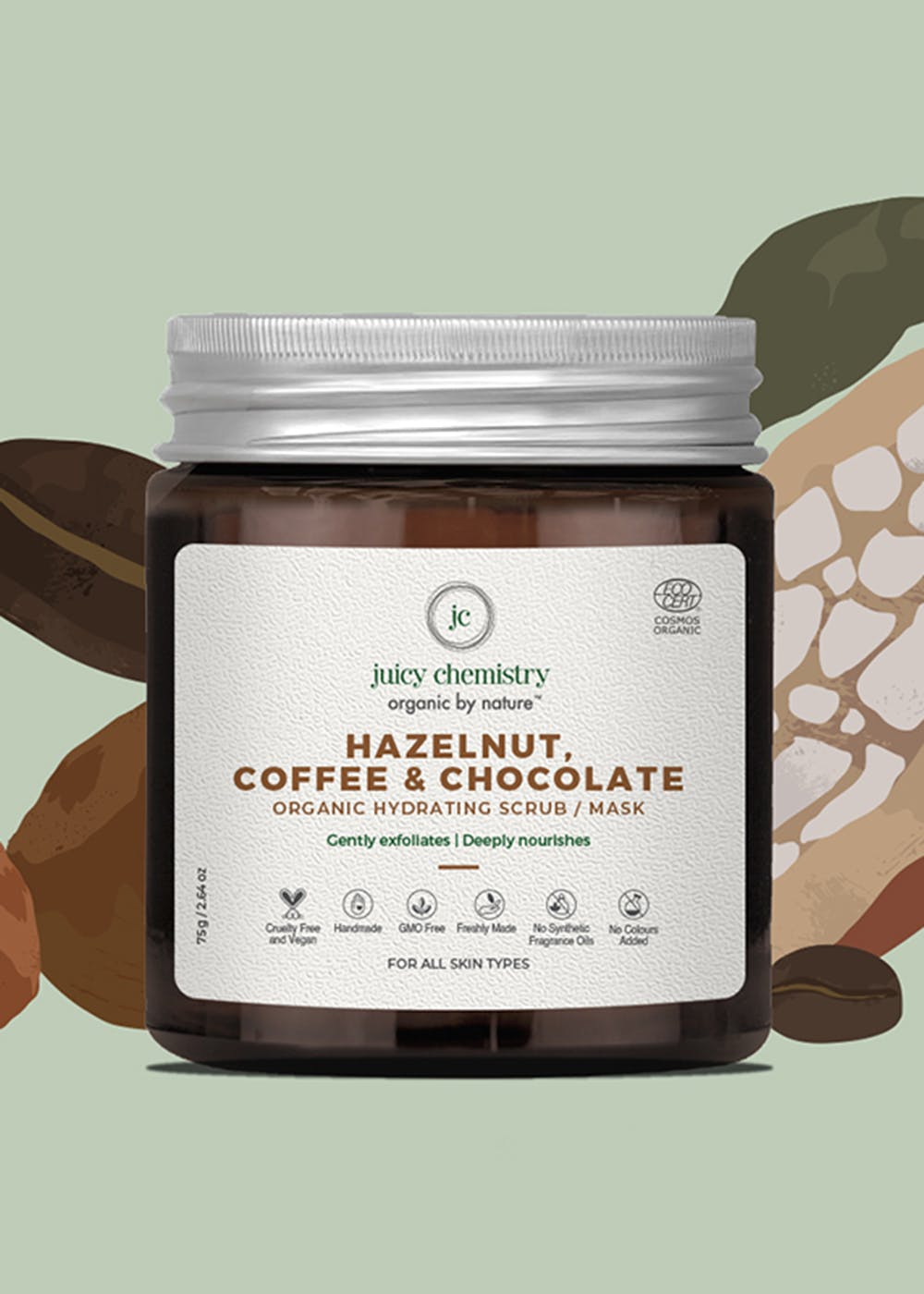 Get Organic Hazelnut, Coffee & Chocolate Hydrating Face Scrub 75