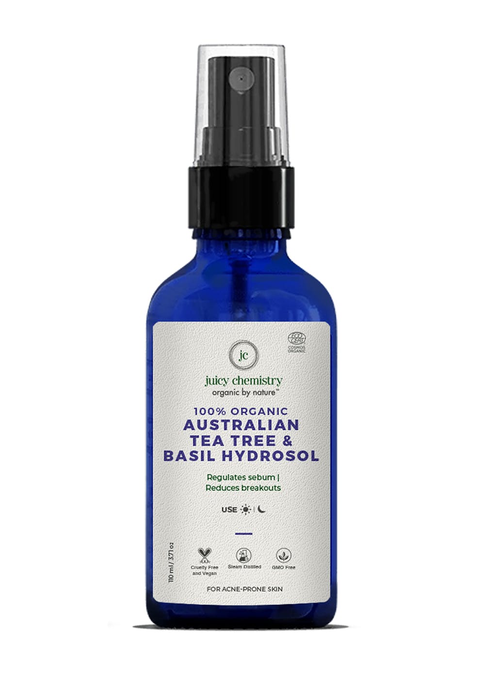 Organic Australian Tea Tree Basil Water Toning Mist For Acne Control 110ml