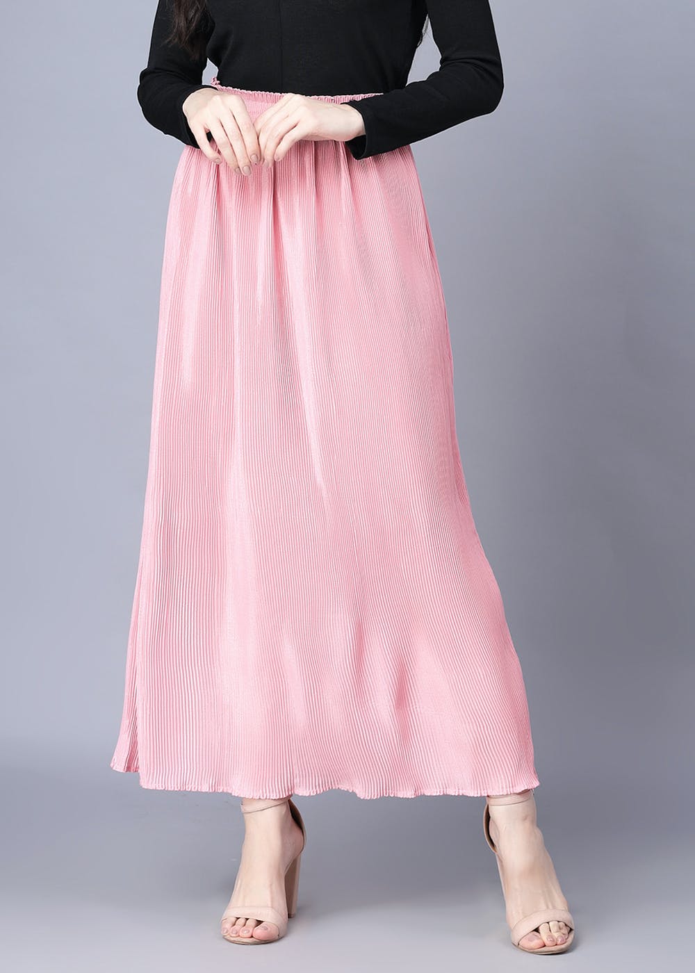Get Chiffon Solid Pink Women Skirt at ₹ 825 | LBB Shop