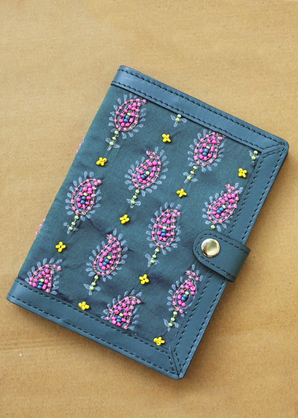 Bead Embellished Paisley Bi-Fold Wallet