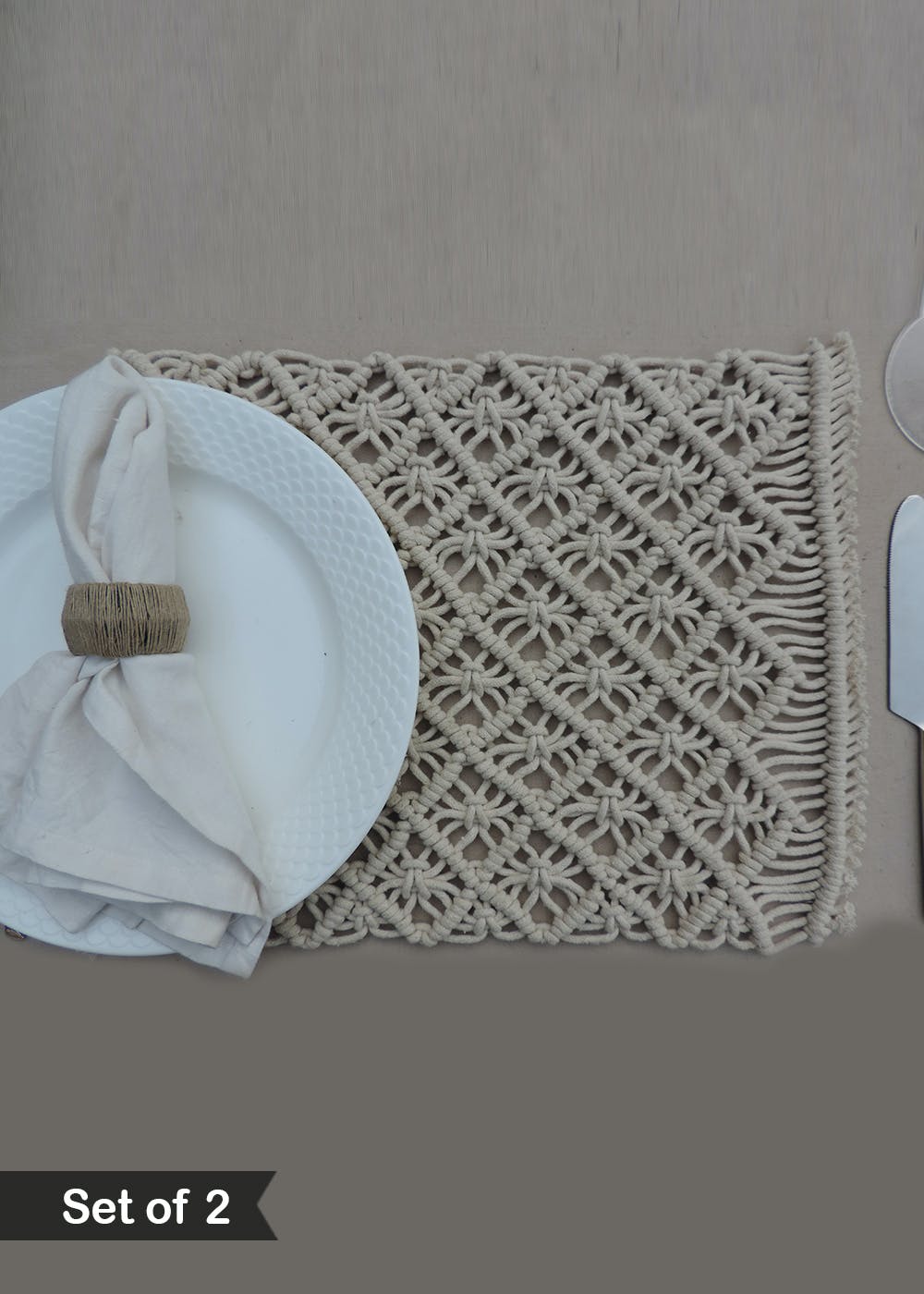 Get White Macramé Placemat 16 x 12 inches at ₹ 649 LBB Shop