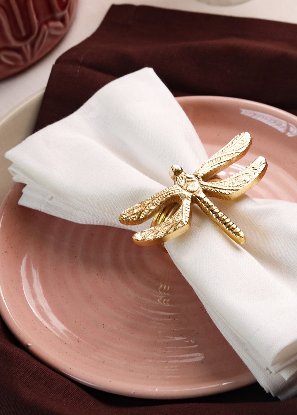 Get Dragonfly Shaped Gold Napkin Ring Set of 4 at ₹ 799 LBB Shop
