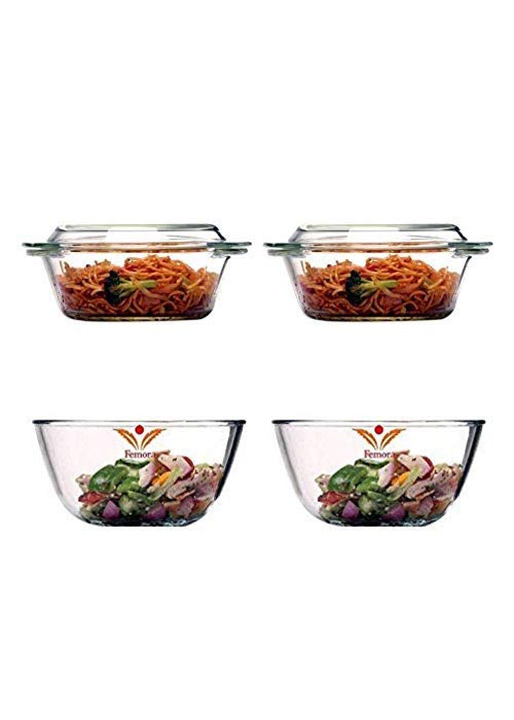Get Borosilicate Glass Microwave Safe Serveware Set (1650 ml & 1000 ml) Set of 4 at ₹ 2299