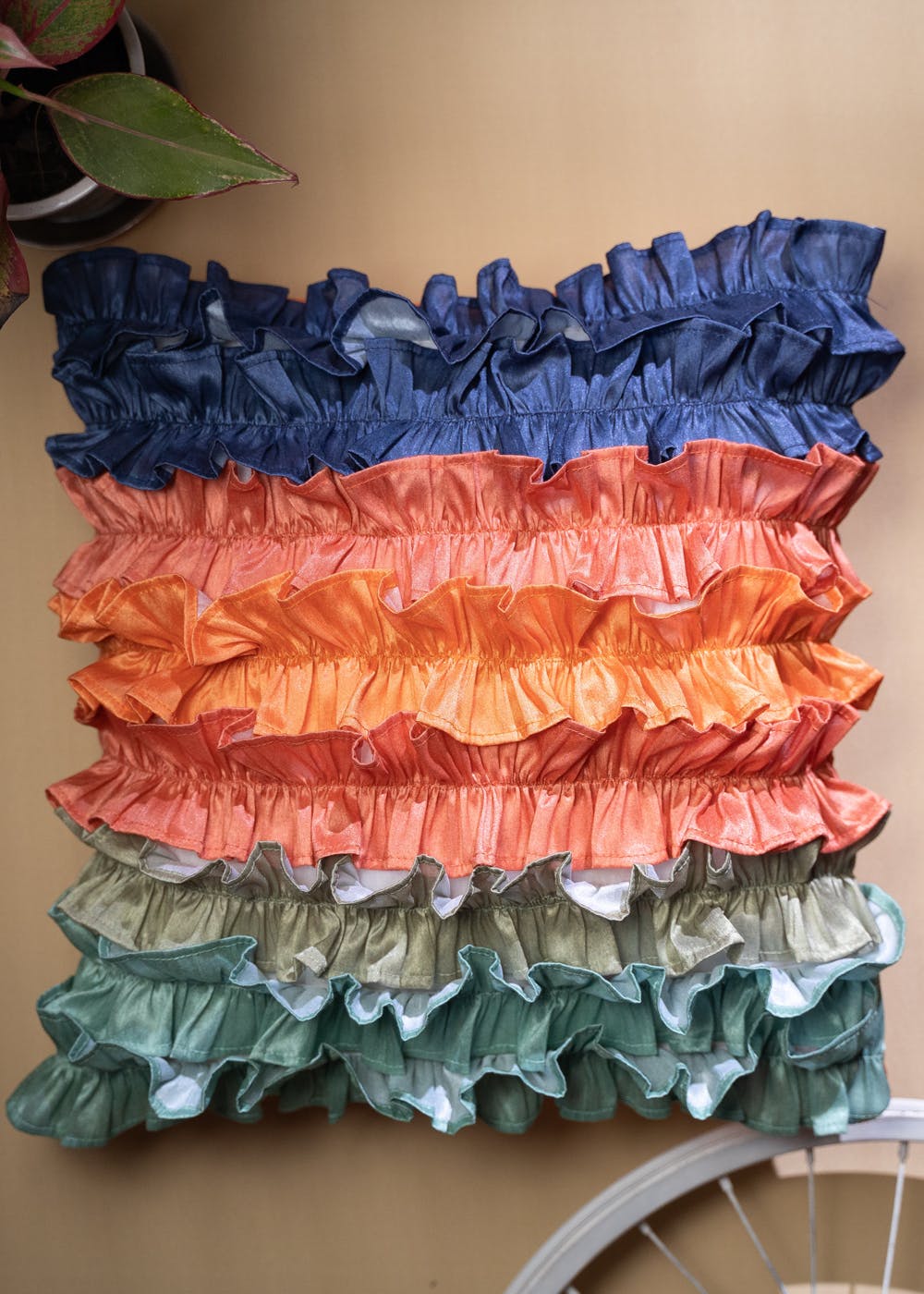 Get Colourblocked Ruffled Cushion Cover at ₹ 699 LBB Shop