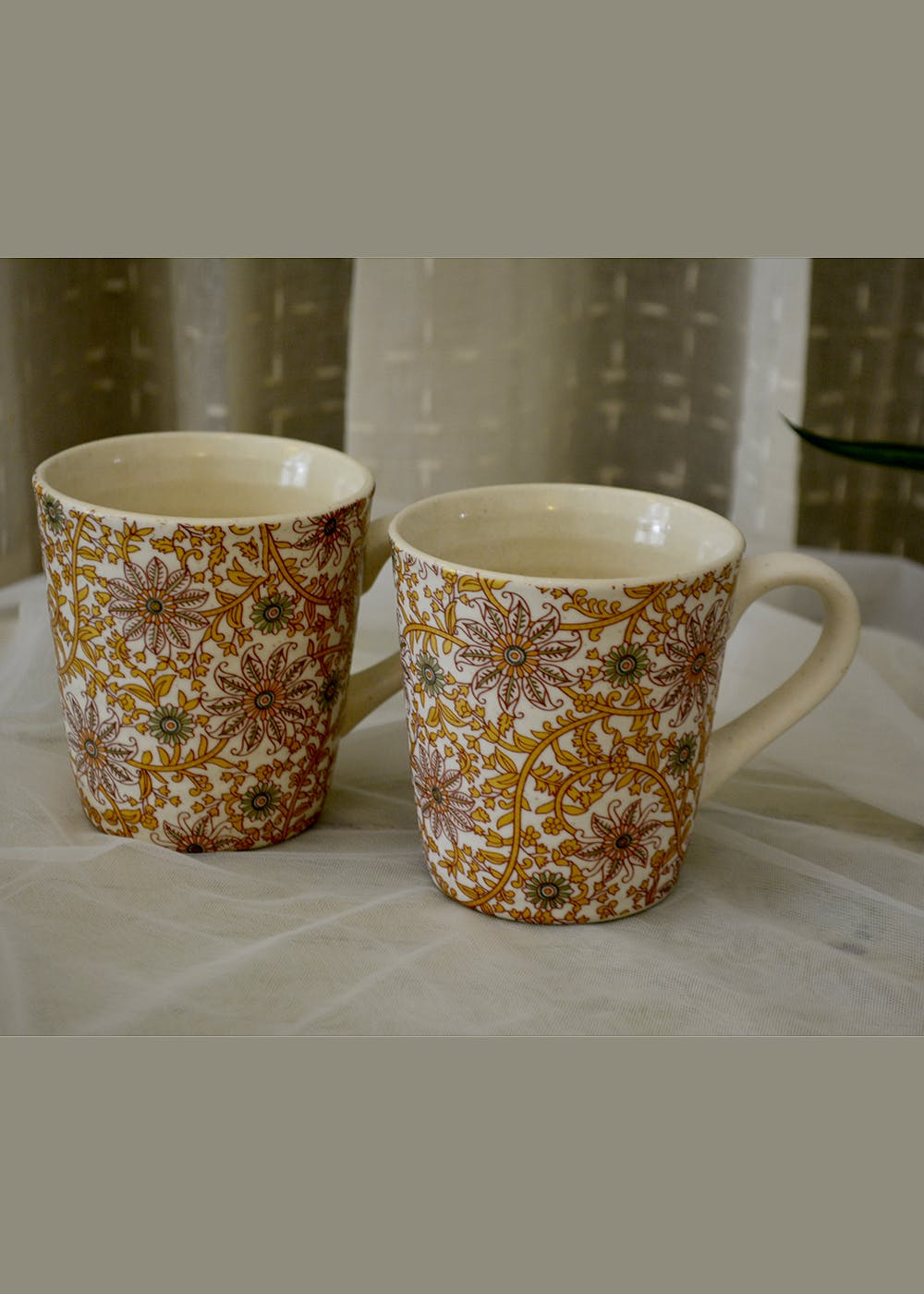 Get Autumn Flower Stoneware Mugs (Set of 2) at ₹ 499 | LBB Shop