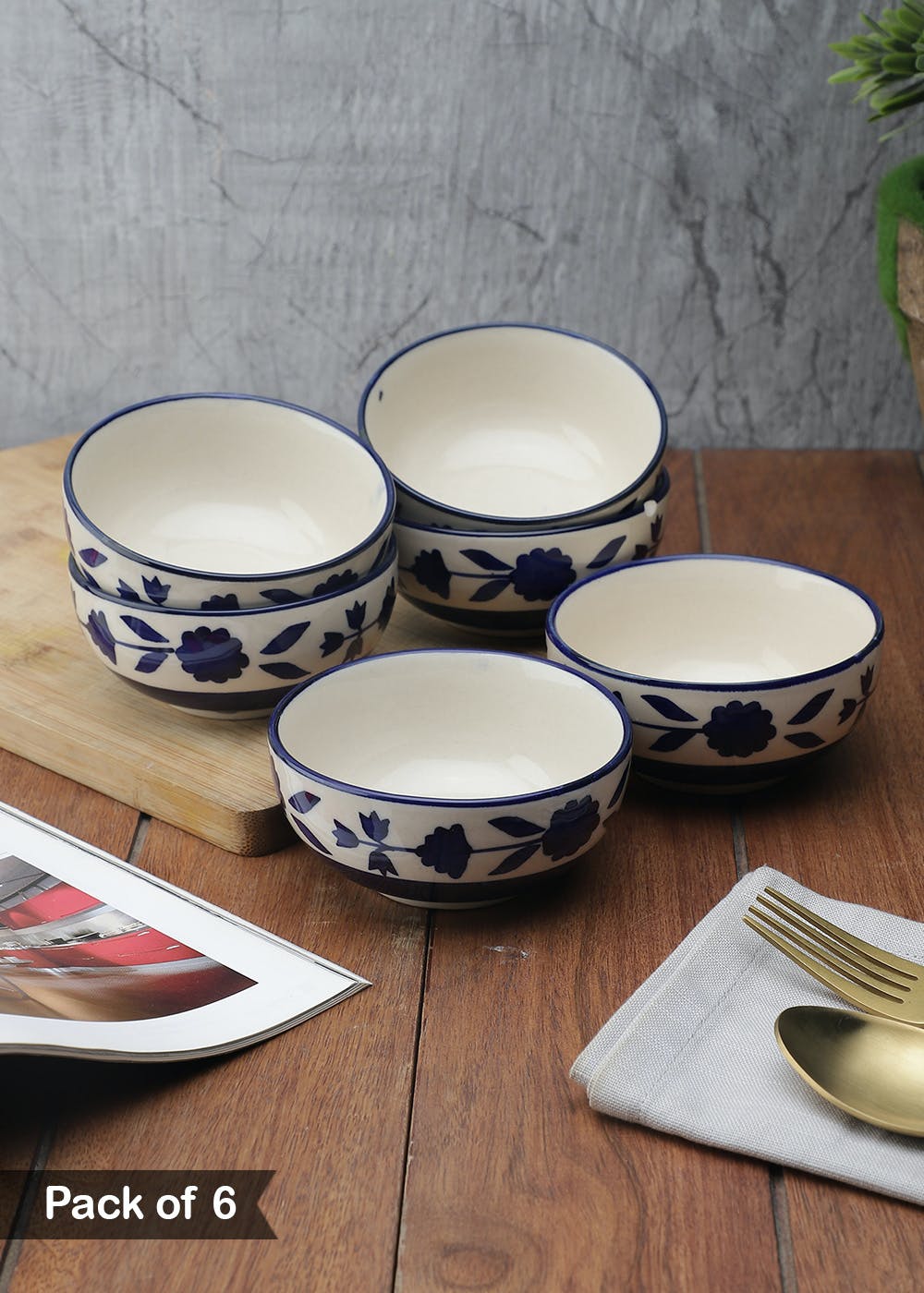 Vibrant colours. LEPIDJ 6 inches Ceramic Bowls Set of 4 assorted designs 